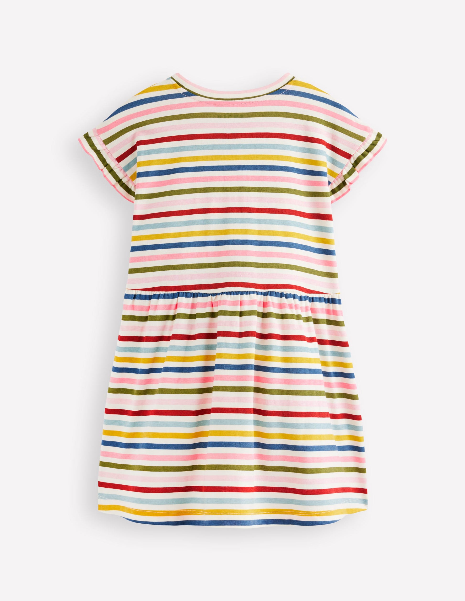 Jersey T-Shirt Dress-Maroon, Pink and Blue Stripe-3