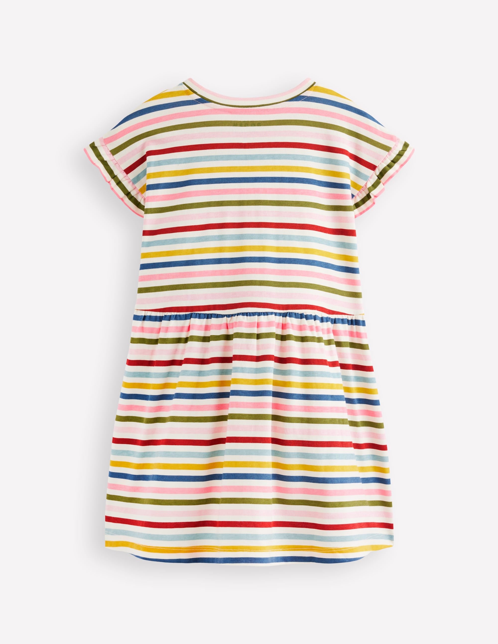 Jersey T-Shirt Dress-Maroon, Pink and Blue Stripe - Image 2