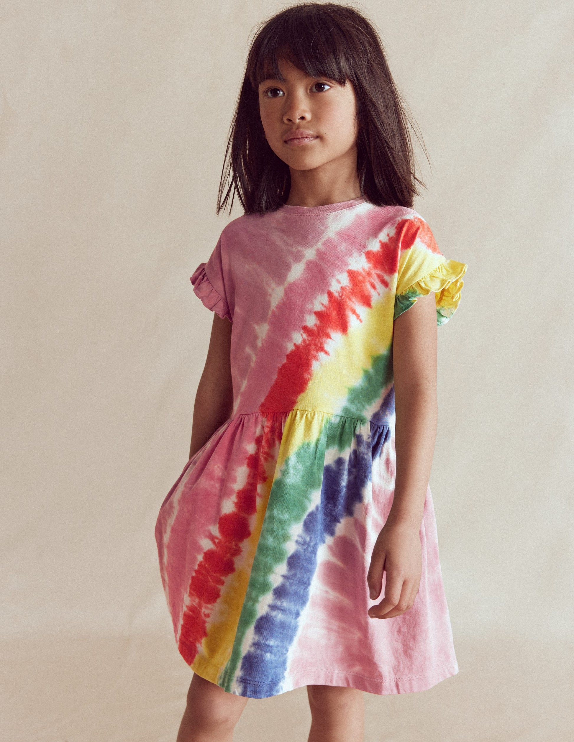 Jersey T-Shirt Dress-Pink Tie Dye-1