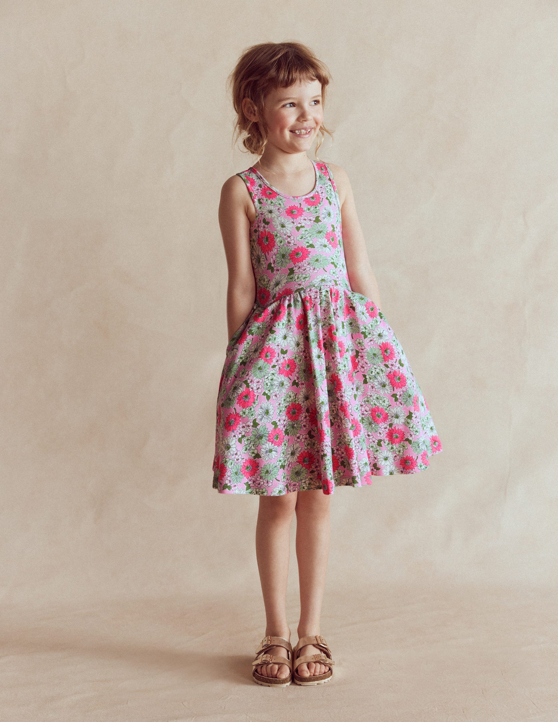 Twirly Jersey Dress-Pink Floral-1