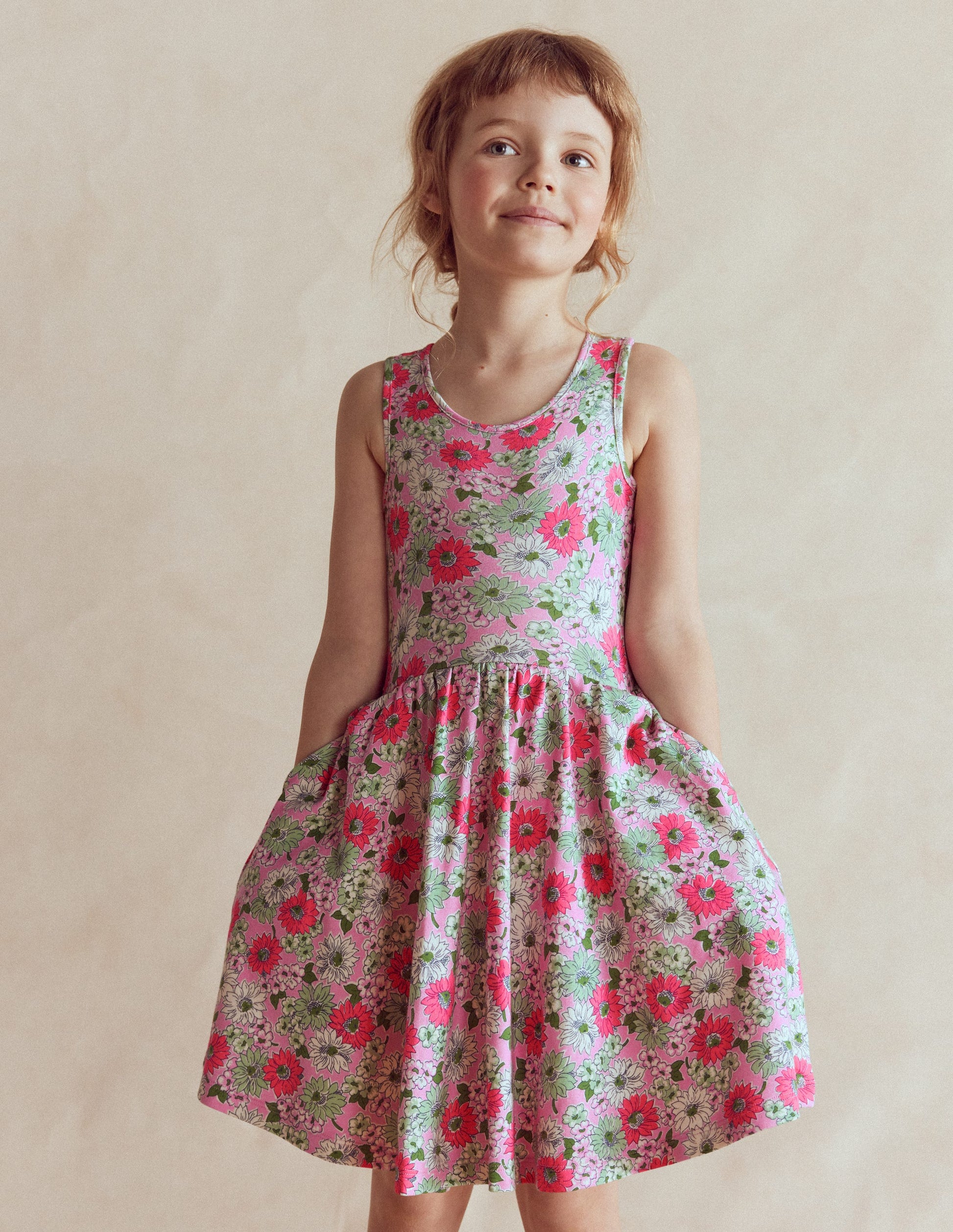 Twirly Jersey Dress-Pink Floral-2