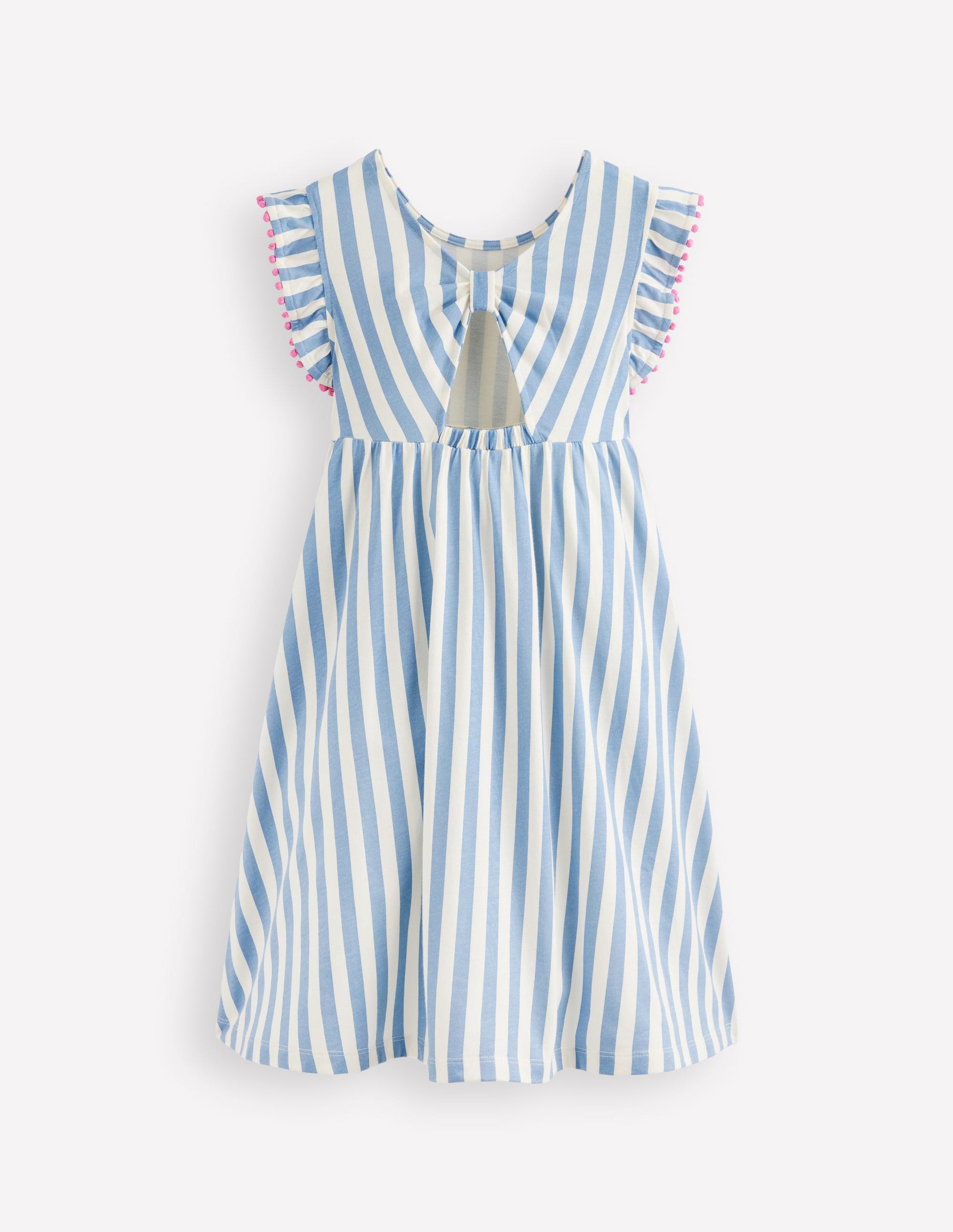 Bow Back Jersey Dress-Salt Blue/ Ivory Stripe-4