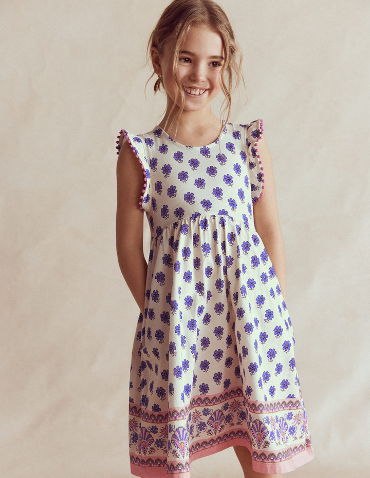 Bow Back Jersey Dress-Multi Woodblock