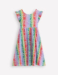 Bow Back Jersey Dress-Rainbow Ombre Flowerbed