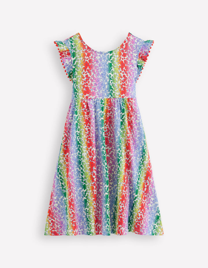 Bow Back Jersey Dress-Rainbow Ombre Flowerbed