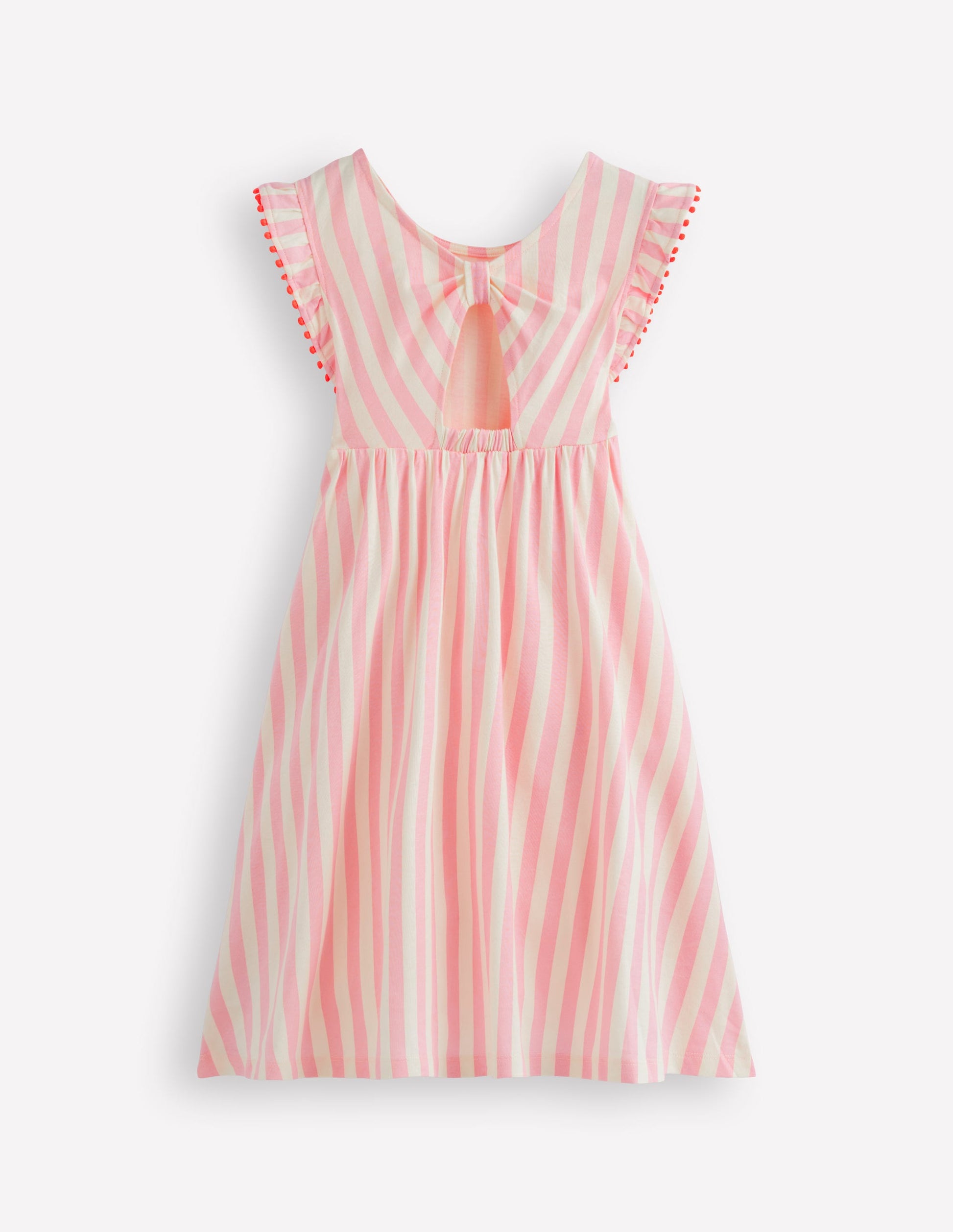 Bow Back Jersey Dress-Pink Stripe-5