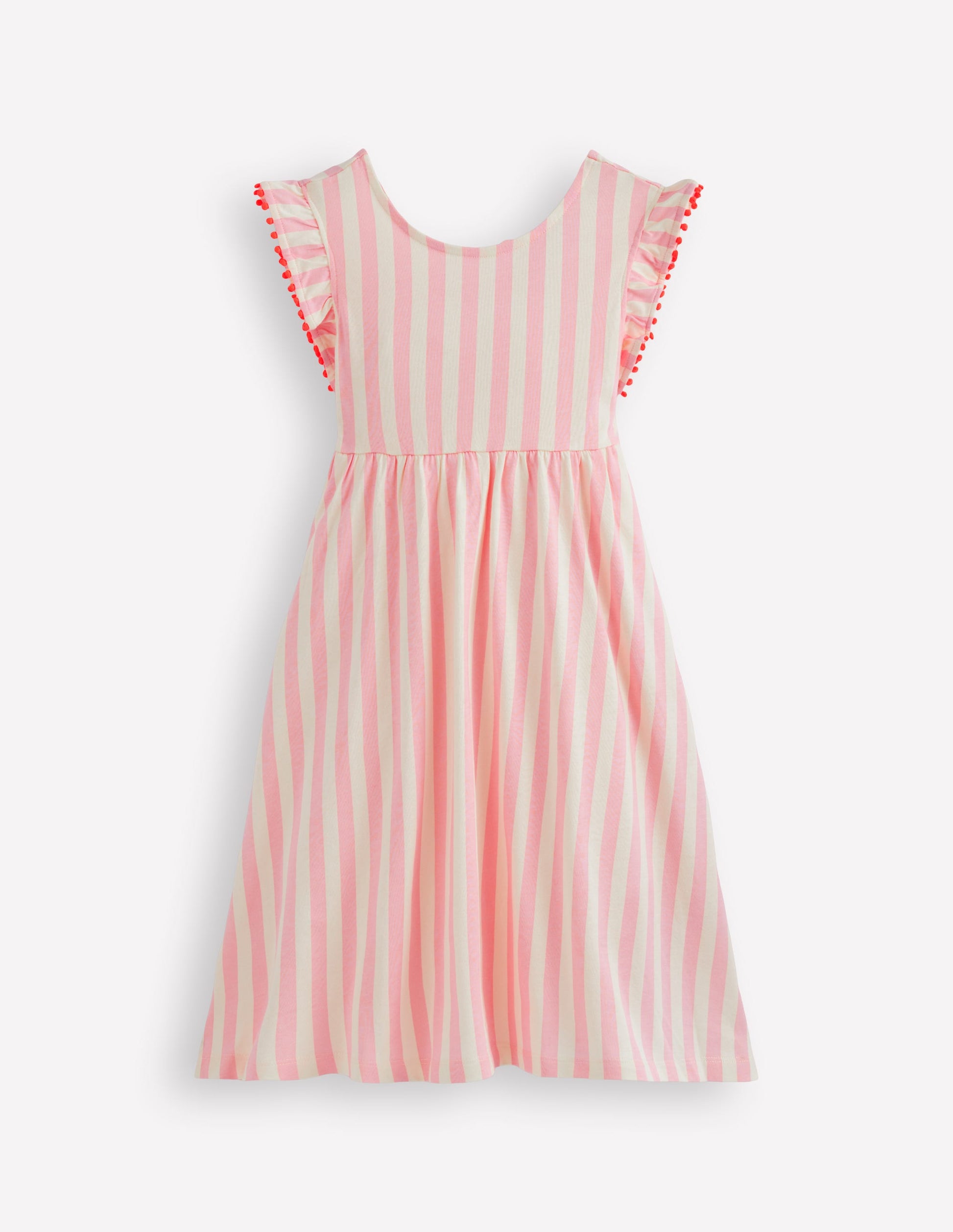 Bow Back Jersey Dress-Pink Stripe-4