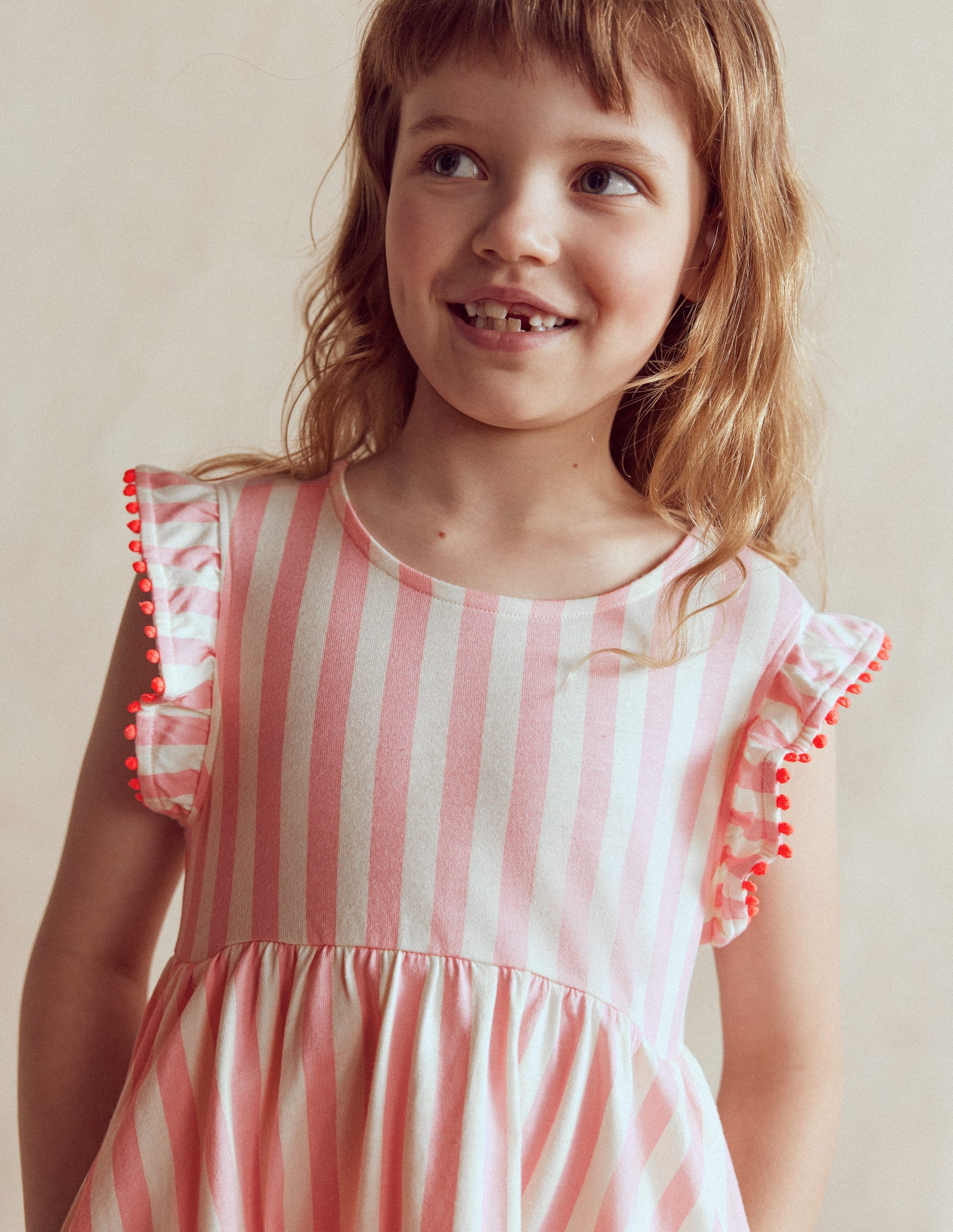 Bow Back Jersey Dress-Pink Stripe-3