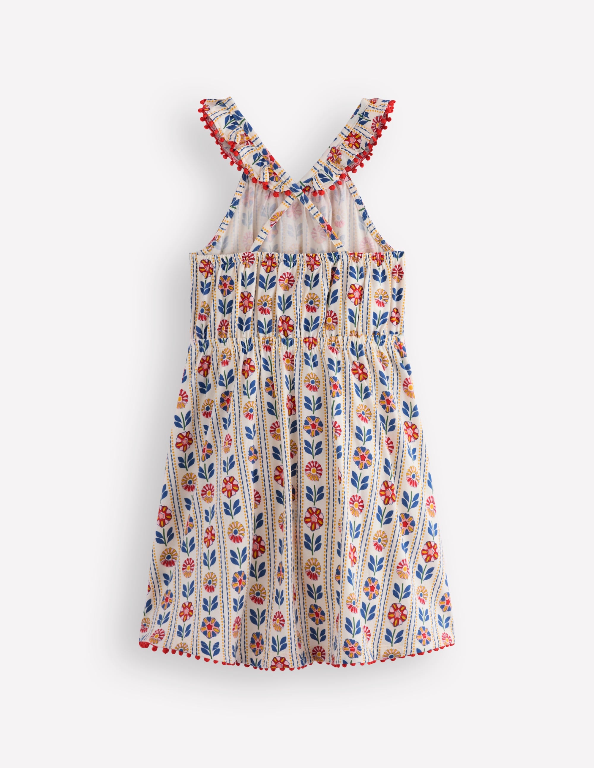Ruffle Neck Trim Dress-Soft Ivory Woodblock Floral - Image 2