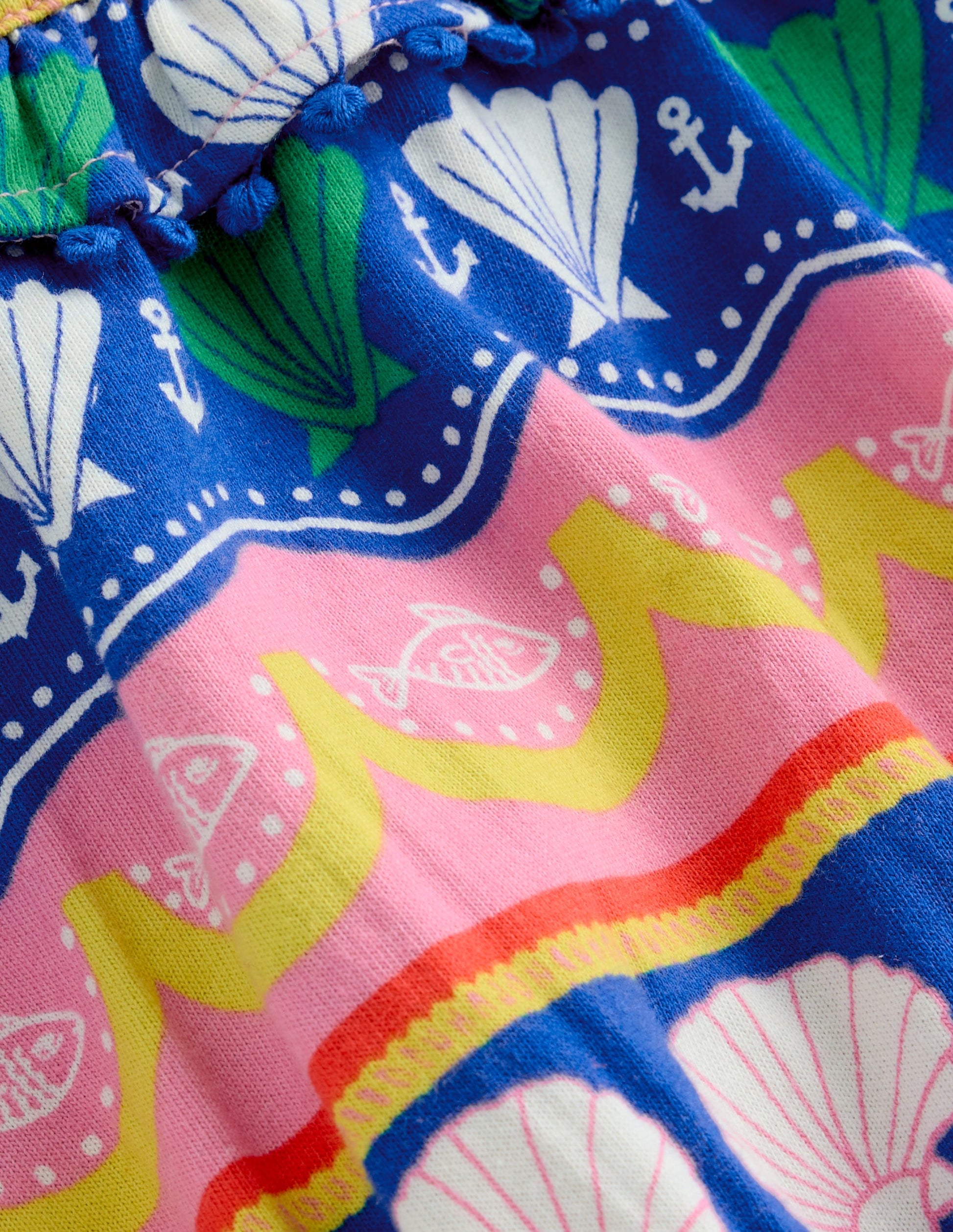 Ruffle Neck Halter Dress-Multi Seashell Stripe-3