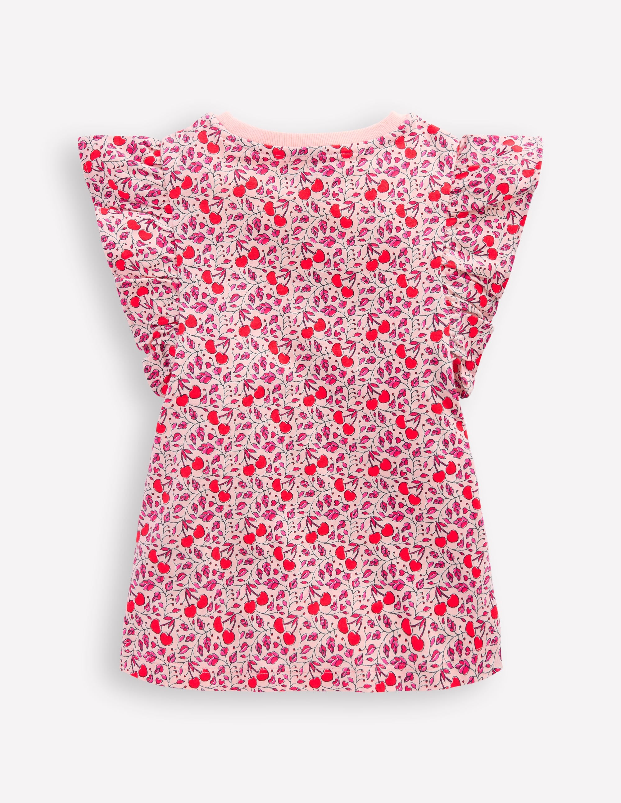 Frill Sleeve Printed Top-Pink Cherries - Image 2