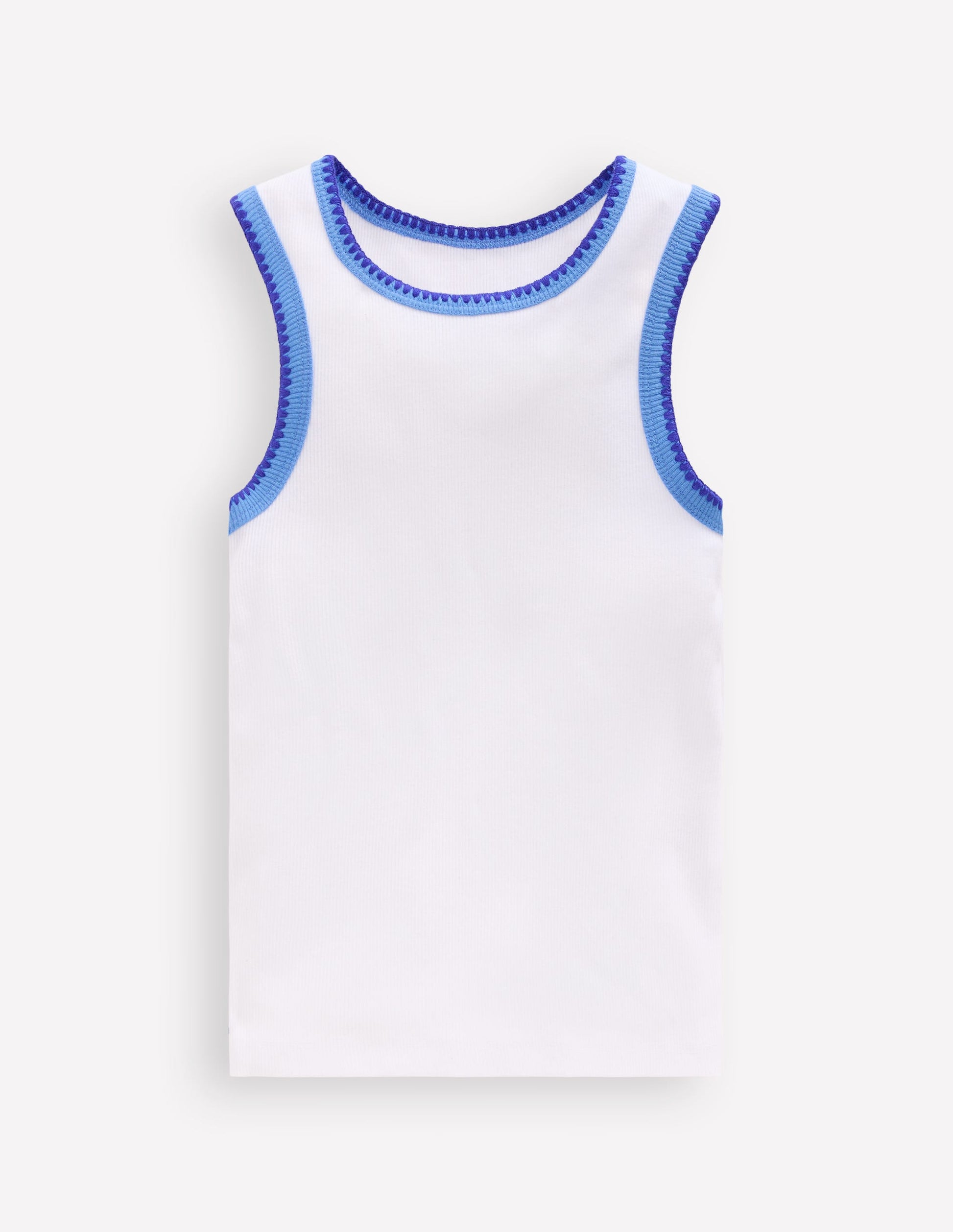 Crochet Trim Ribbed Vest-White-1