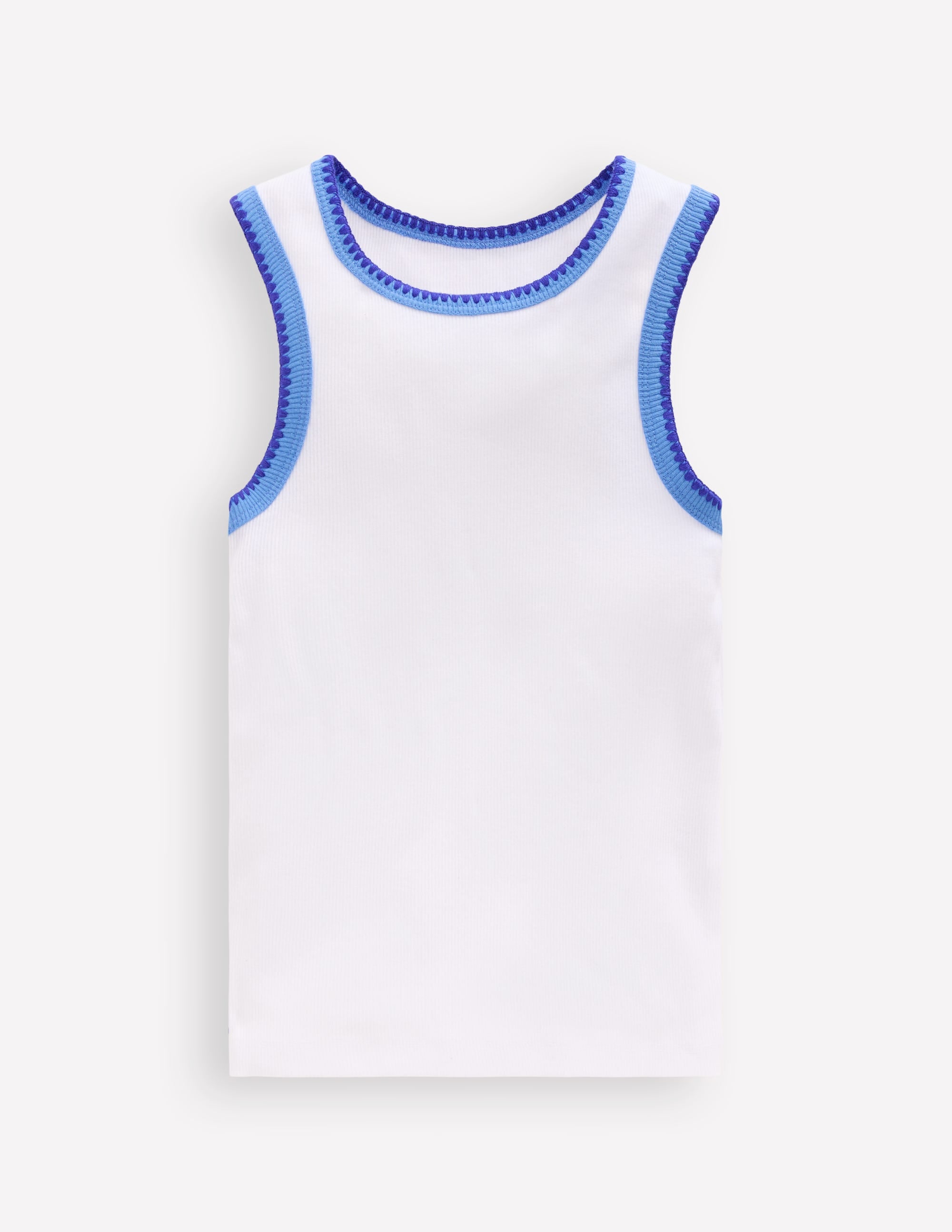 Crochet Trim Ribbed Vest-White - Image 1