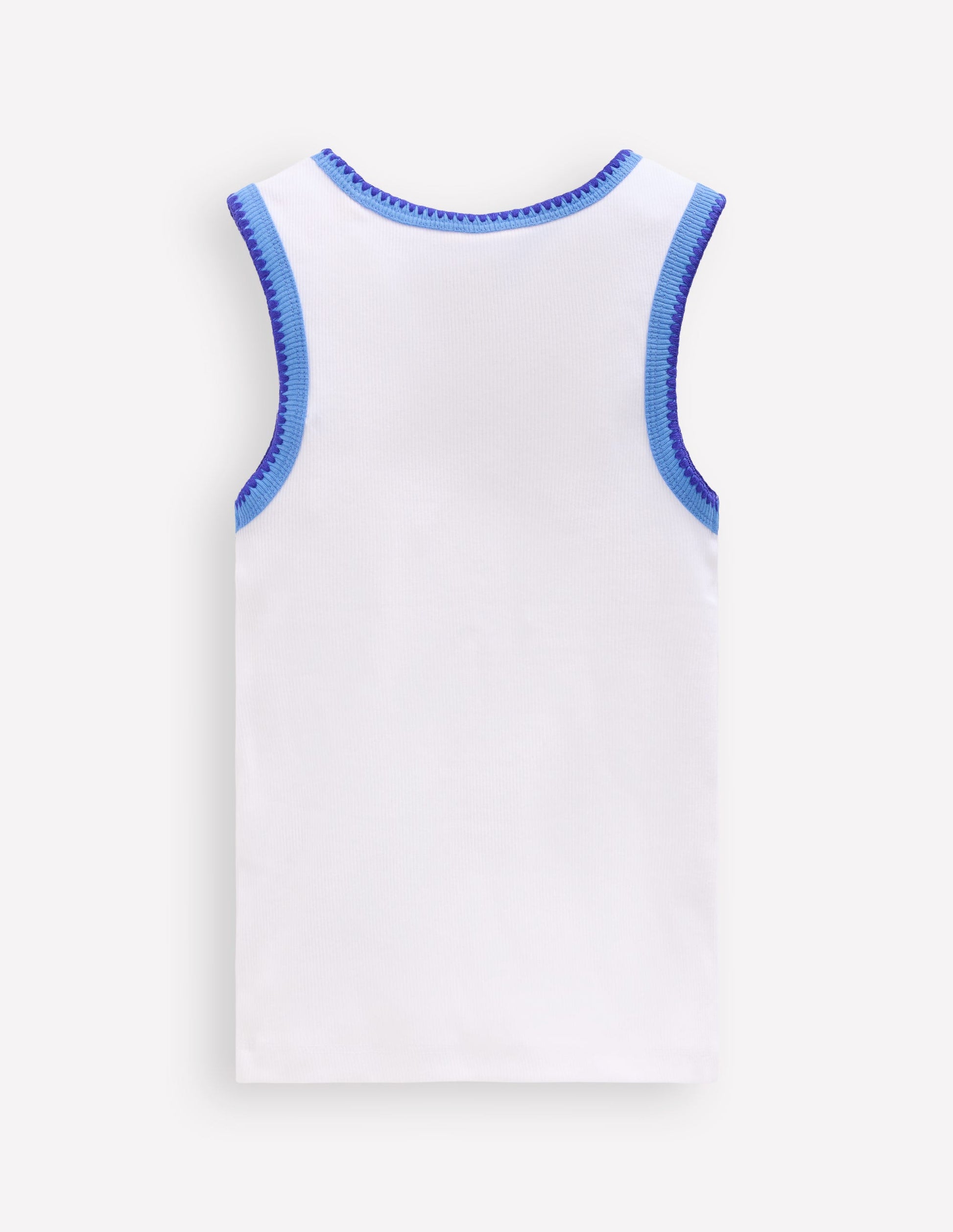 Crochet Trim Ribbed Vest-White-2