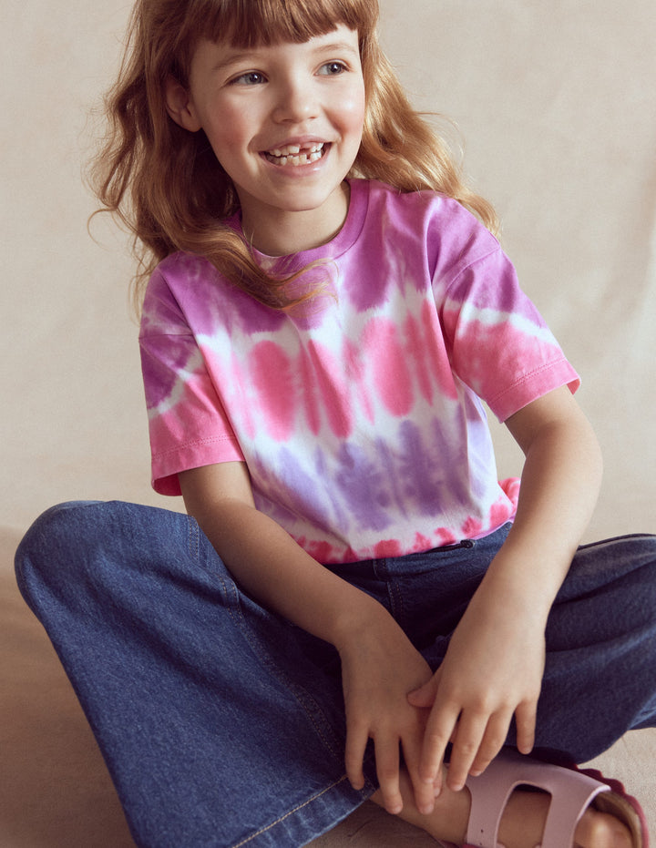 Tie Dye Logo Top-Pink Tie Dye
