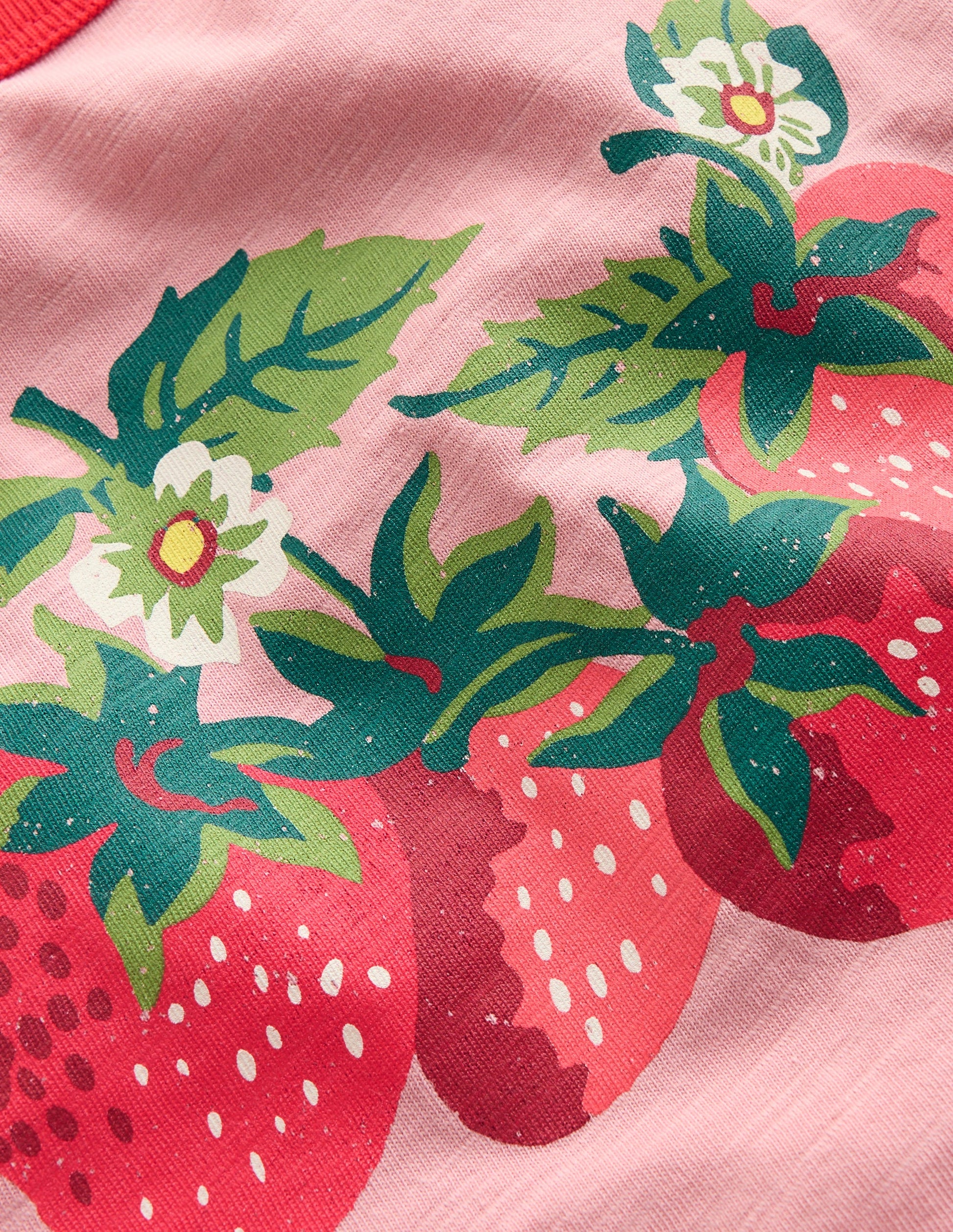 Printed Ringer T-shirt-Vintage Pink Strawberries-4