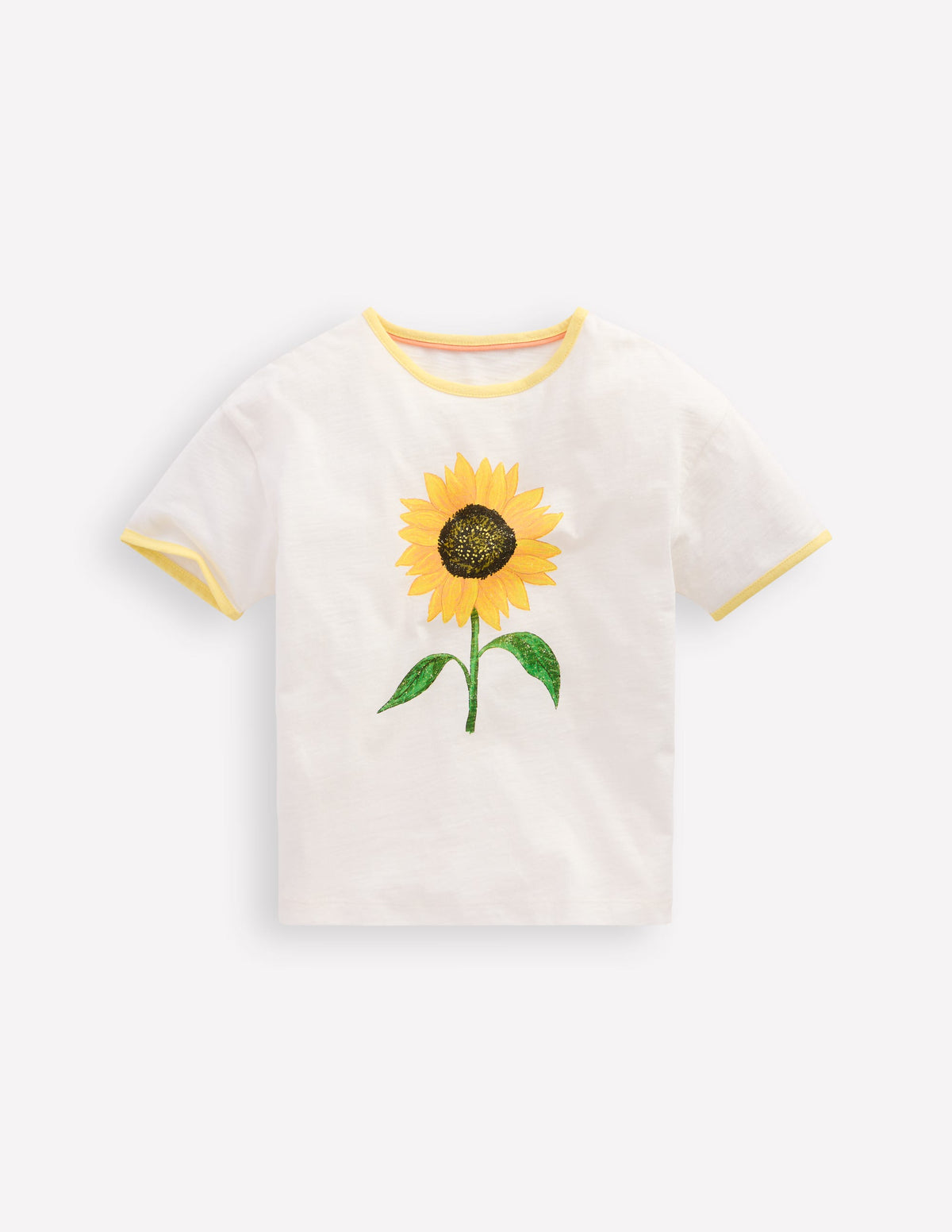 Printed Ringer T-shirt-Ivory Sunflower - Image 1