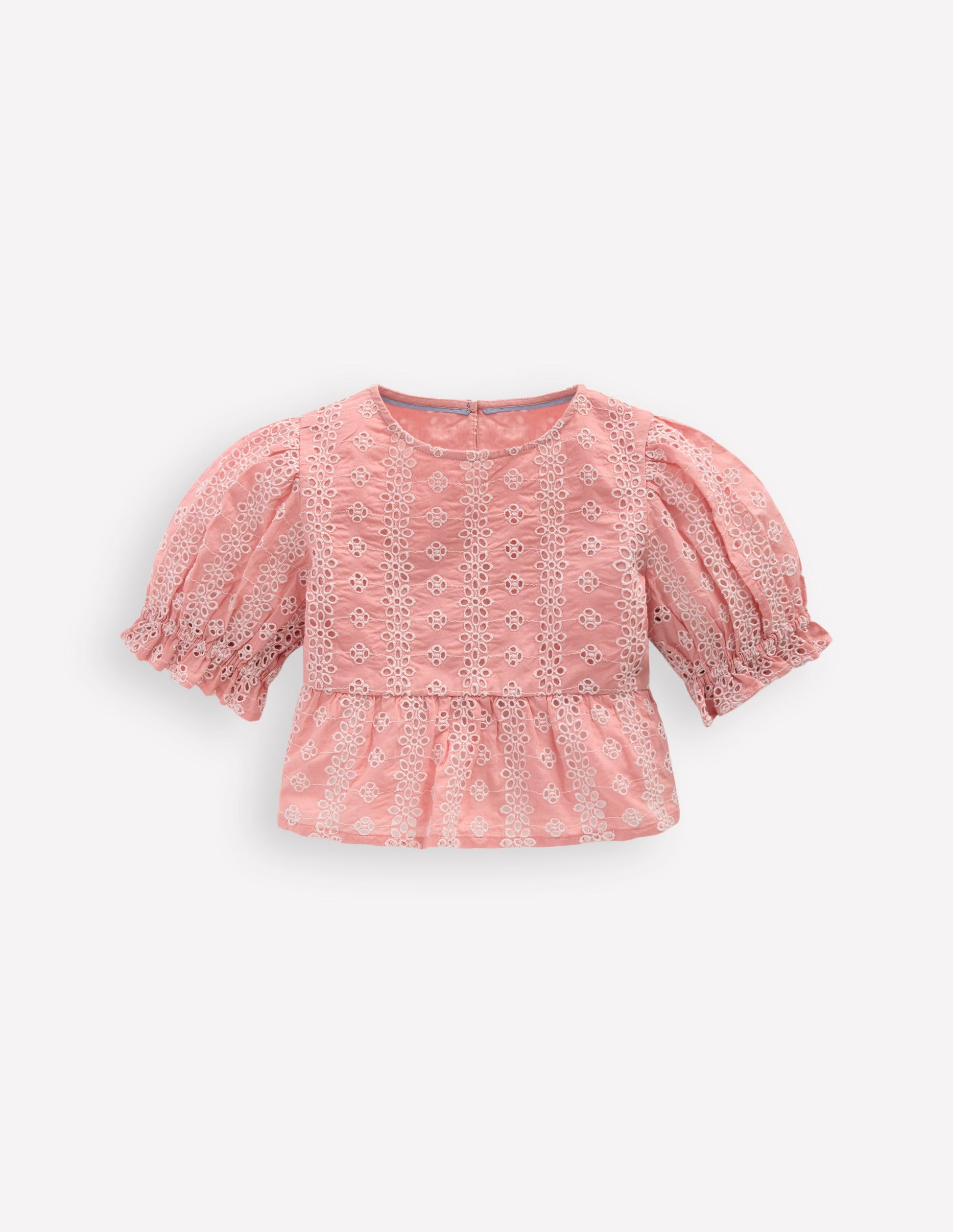 Peplum Woven Top-Almond Pink Broderie-2