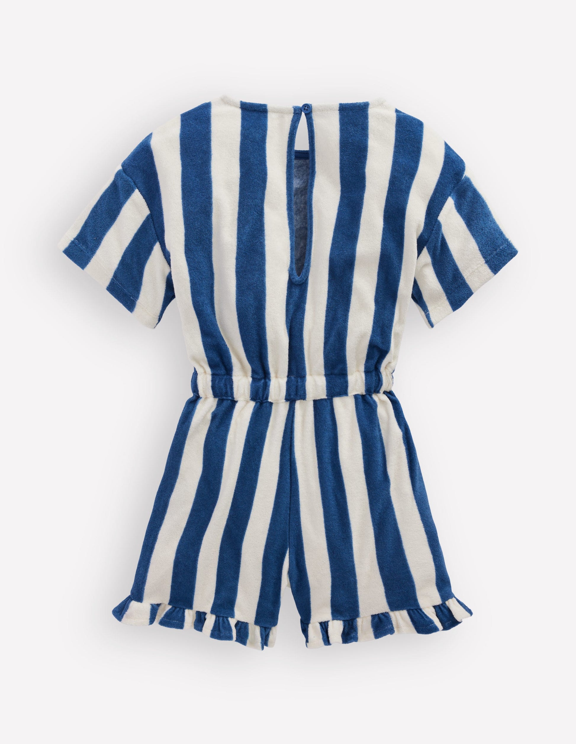 Relaxed Towelling Playsuit-Denim Blue Stripe-2