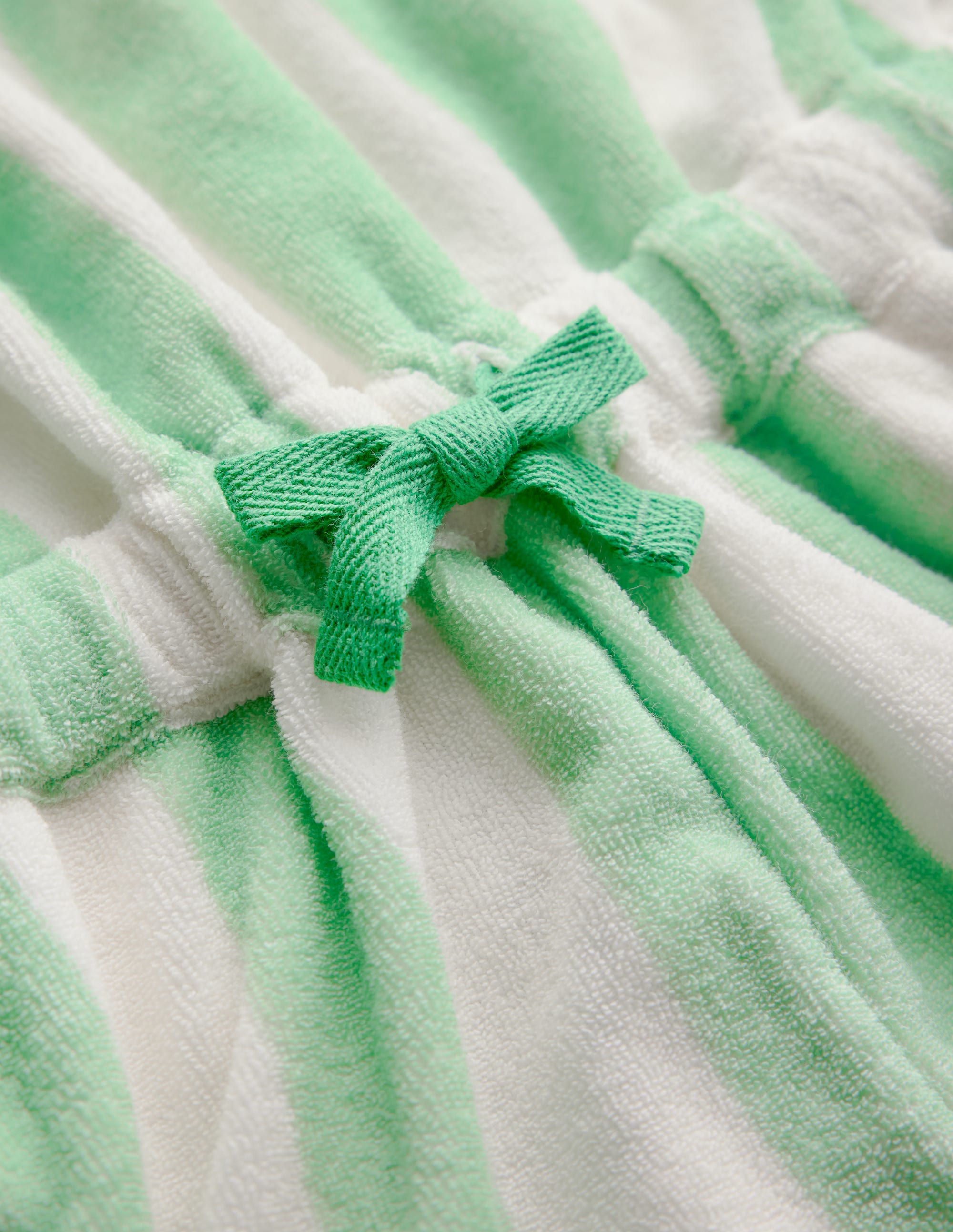 Relaxed Towelling Playsuit-Pale Green Stripe - Image 3