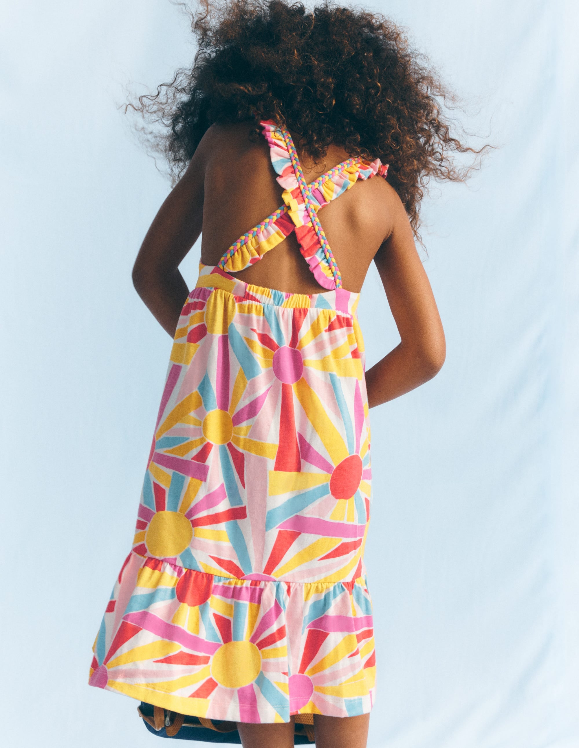 Cross-back Midi Jersey Dress-Soft Ivory Small Sunburst - Image 1