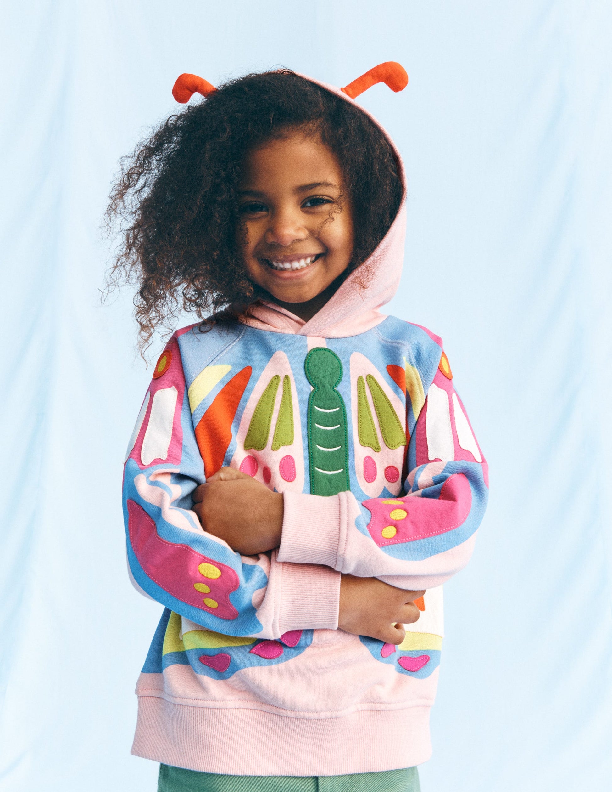 Novelty Relaxed Hoodie-Pink Butterfly-1