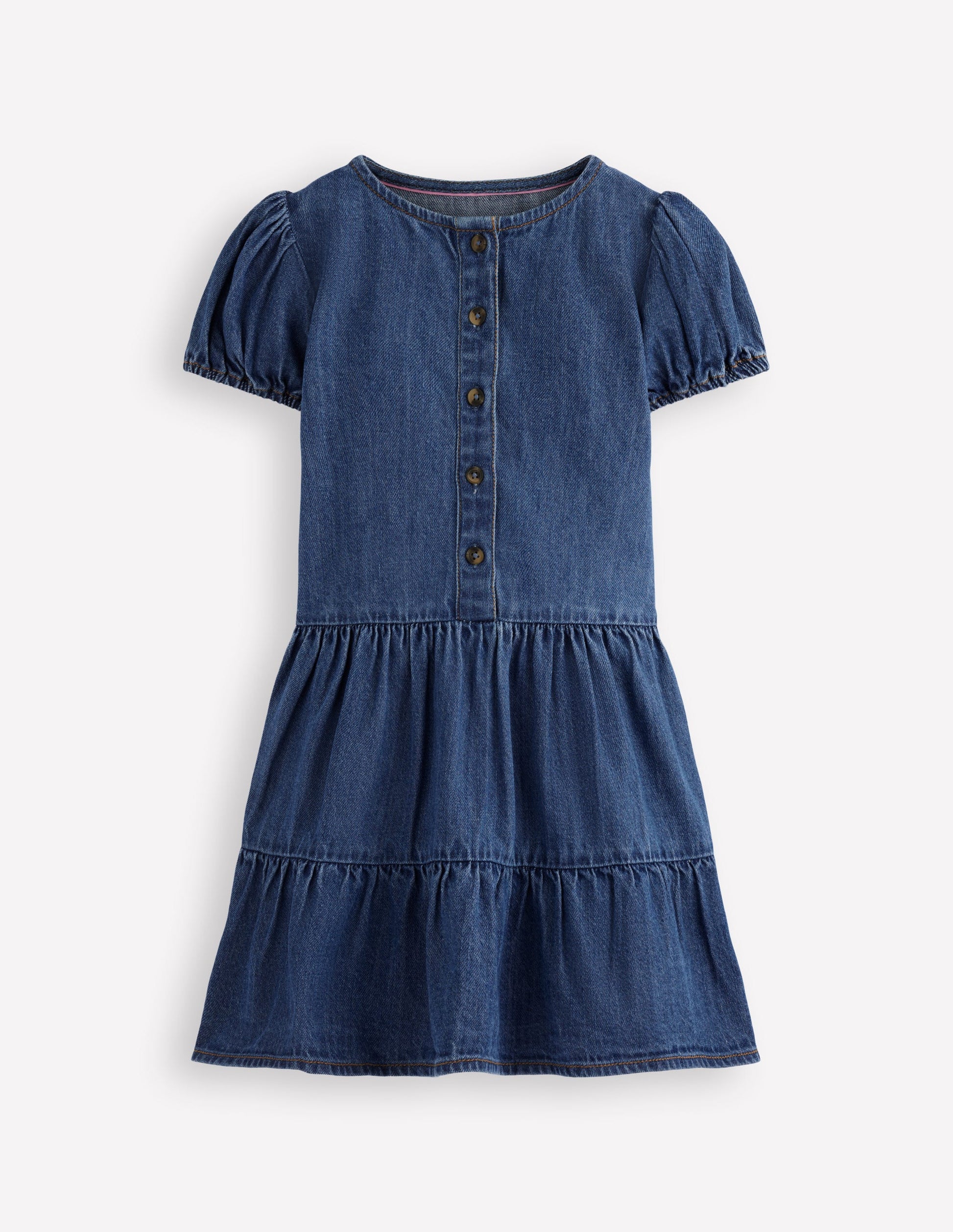 Tiered Shirt Dress-Chambray Blue-2
