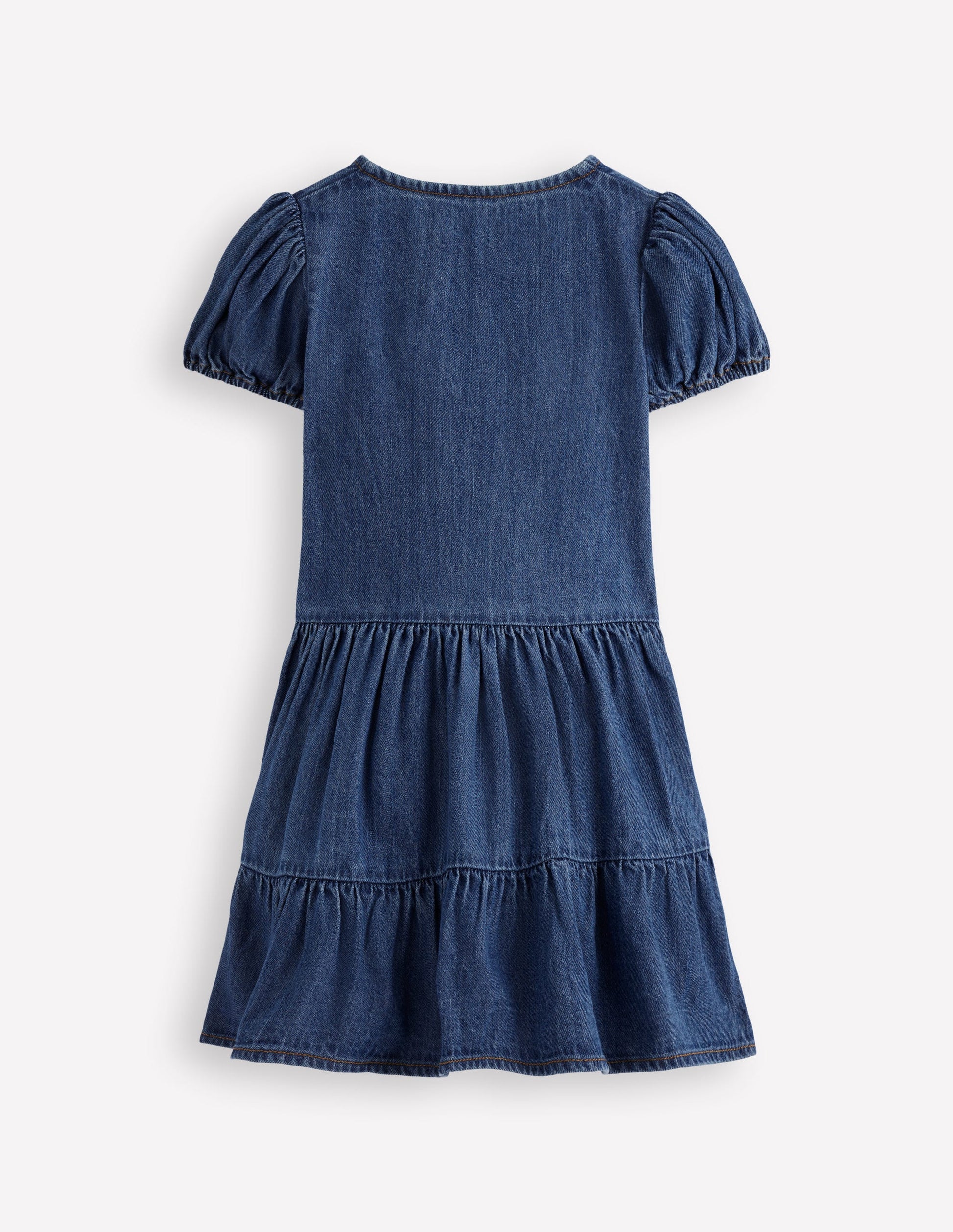 Tiered Shirt Dress-Chambray Blue-3