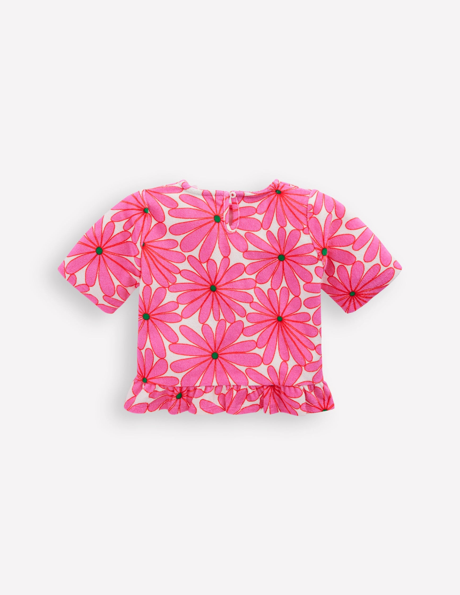 Peplum Towelling Top-Festival Pink Giant Daisy-2