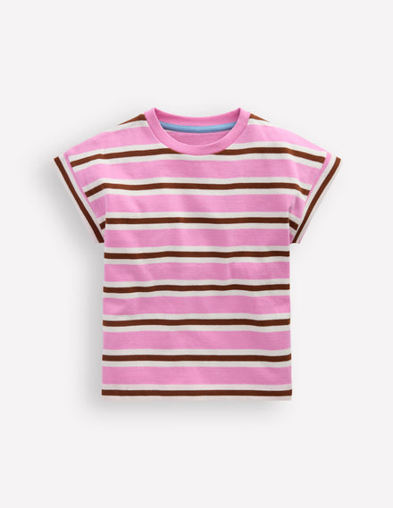 Short Sleeve Sweat Top-Water Lilly Pink/ Russet