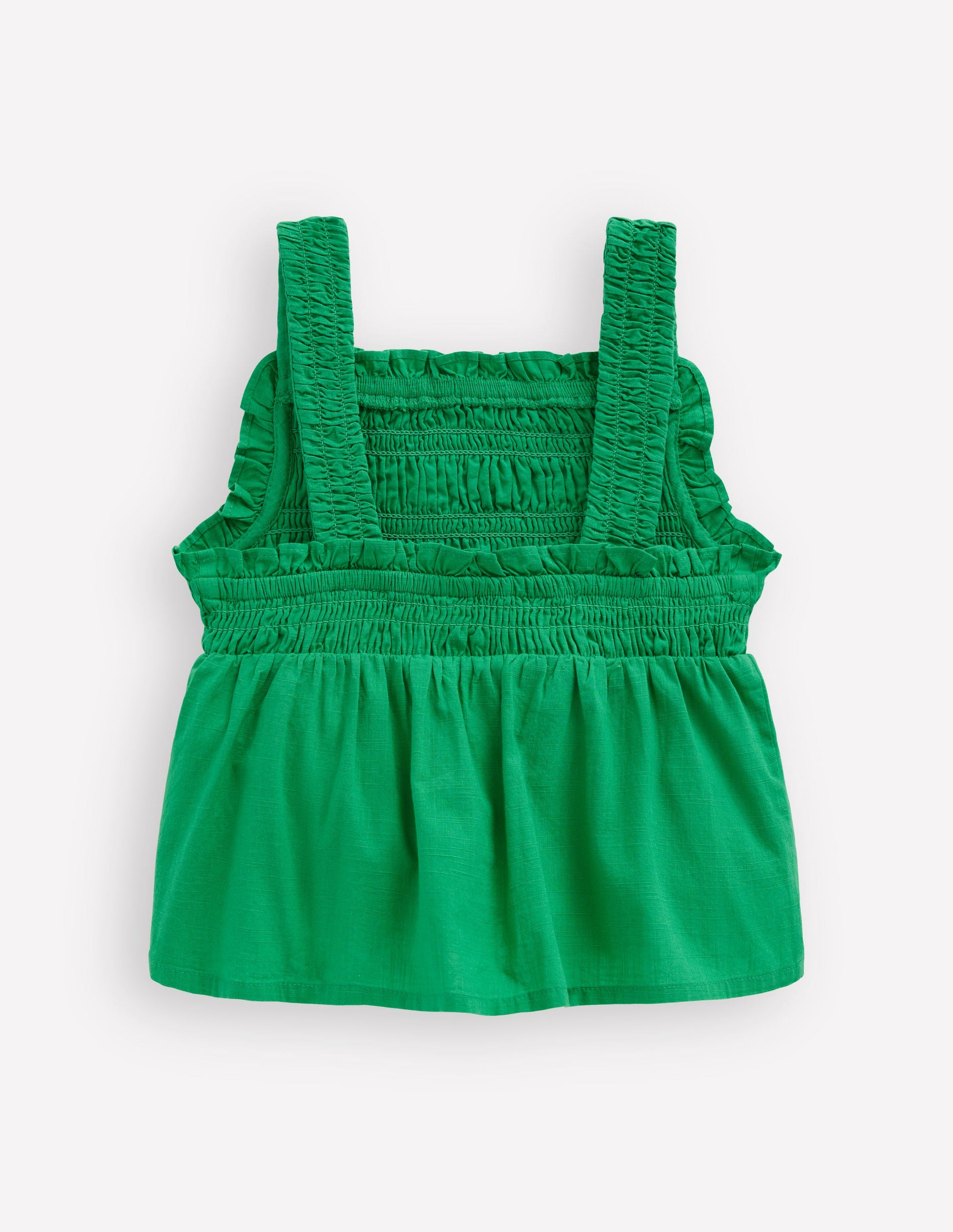 Embroidered Shirred Top-Sapling Green-2