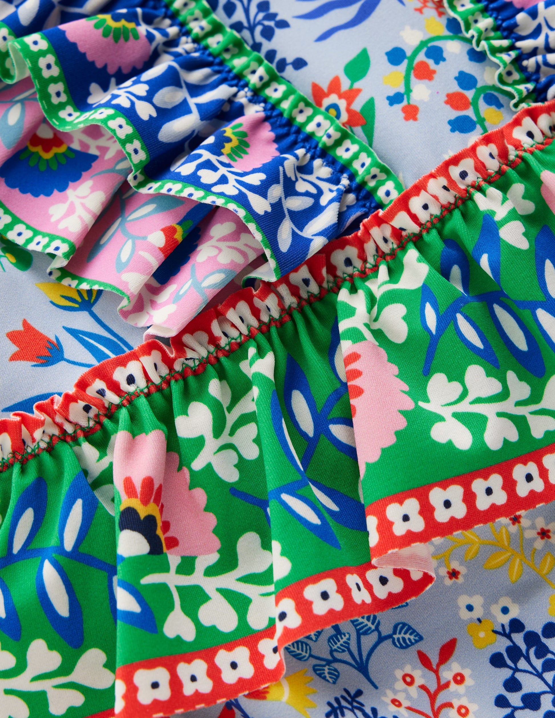 Frill Peplum Swimsuit-Misty Blue Garden Floral-3