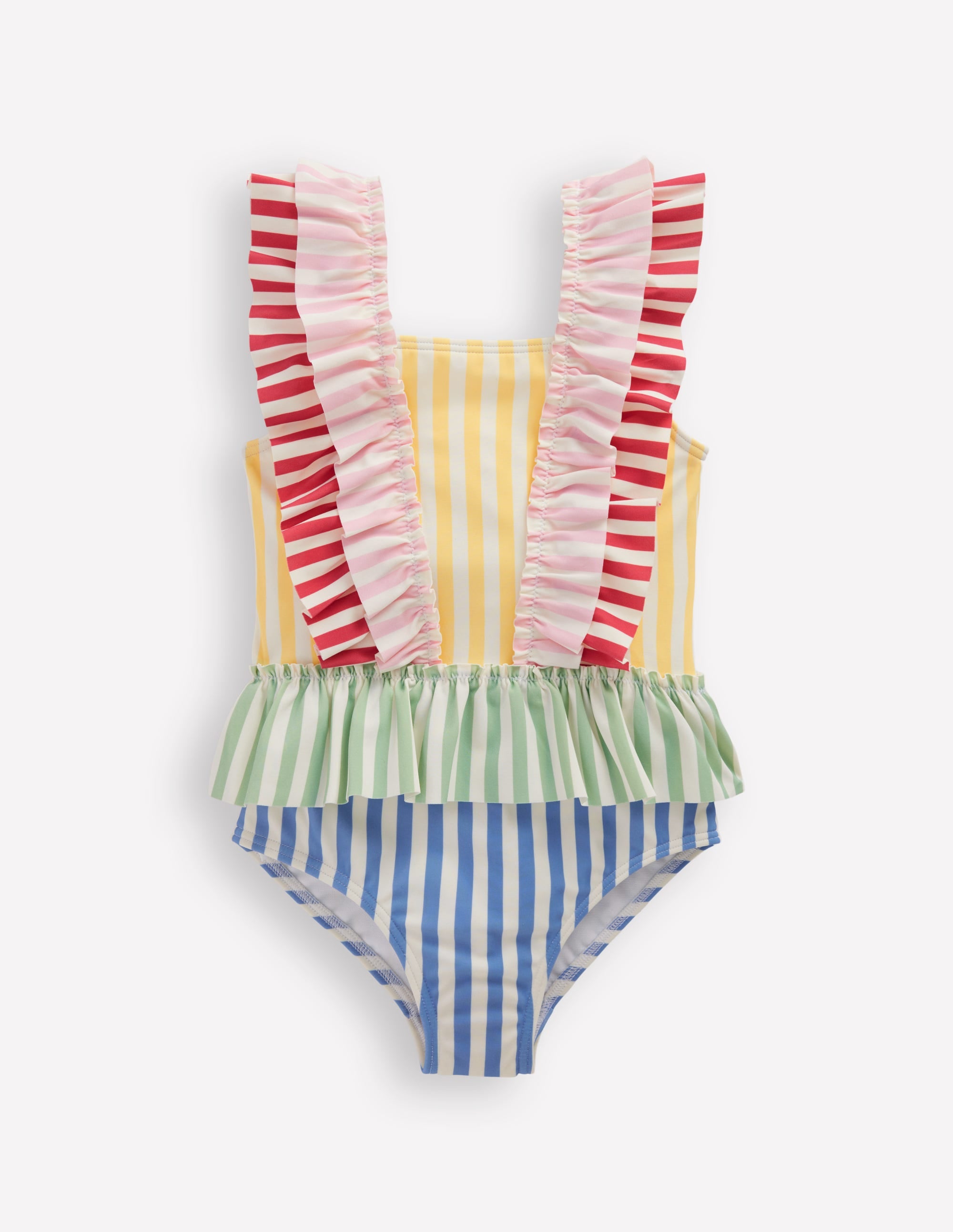 Frill Peplum Swimsuit-Hotchpotch Stripe - Image 1