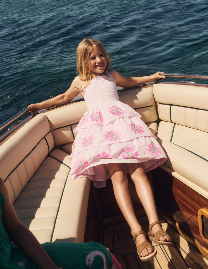 Hotchpotch Tiered Dress-Formica Pink Stripe