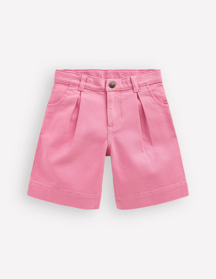 Long Denim Shorts-Bubblegum Pink