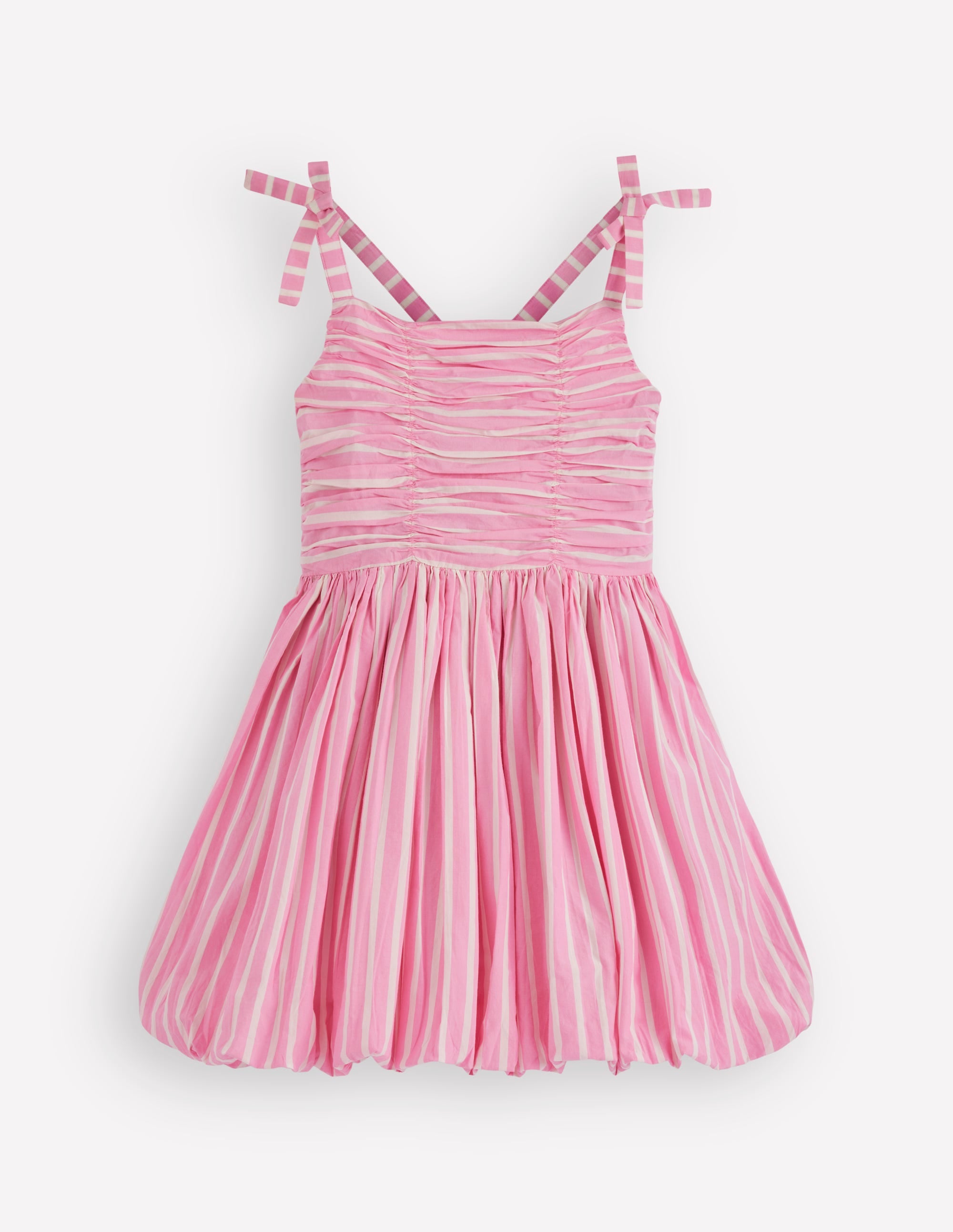 Ruched Bodice Bubble Dress-Formica Pink Stripe - Image 1