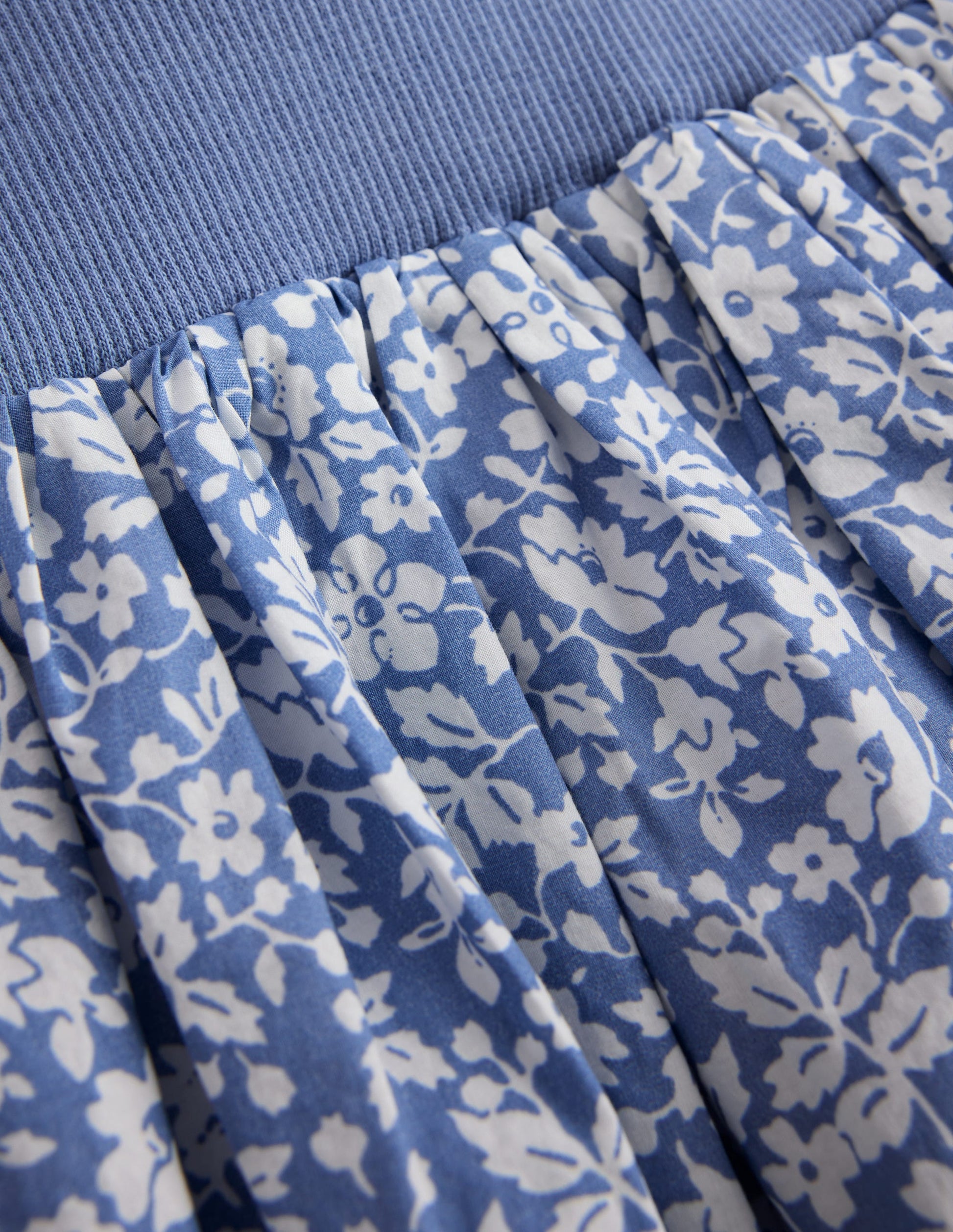 Bubble Hem Skirt-Wave Blue Vintage Ditsy Floral-3