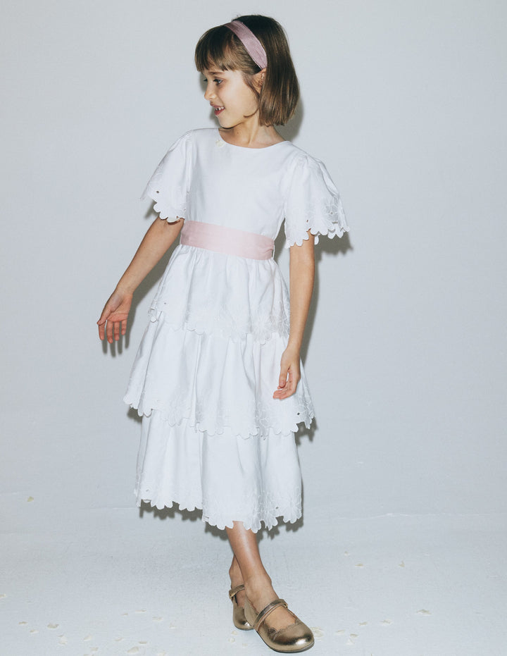Flower Hem Occasion Dress-Soft Ivory