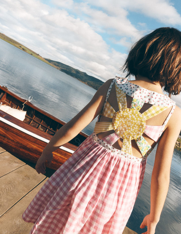 Harlow Logo Dress-Spring Blossom Gingham Sunray