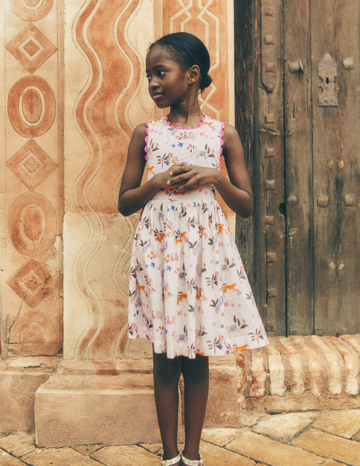 Harper Cross-Back Dress-Soft Ivory Jungle