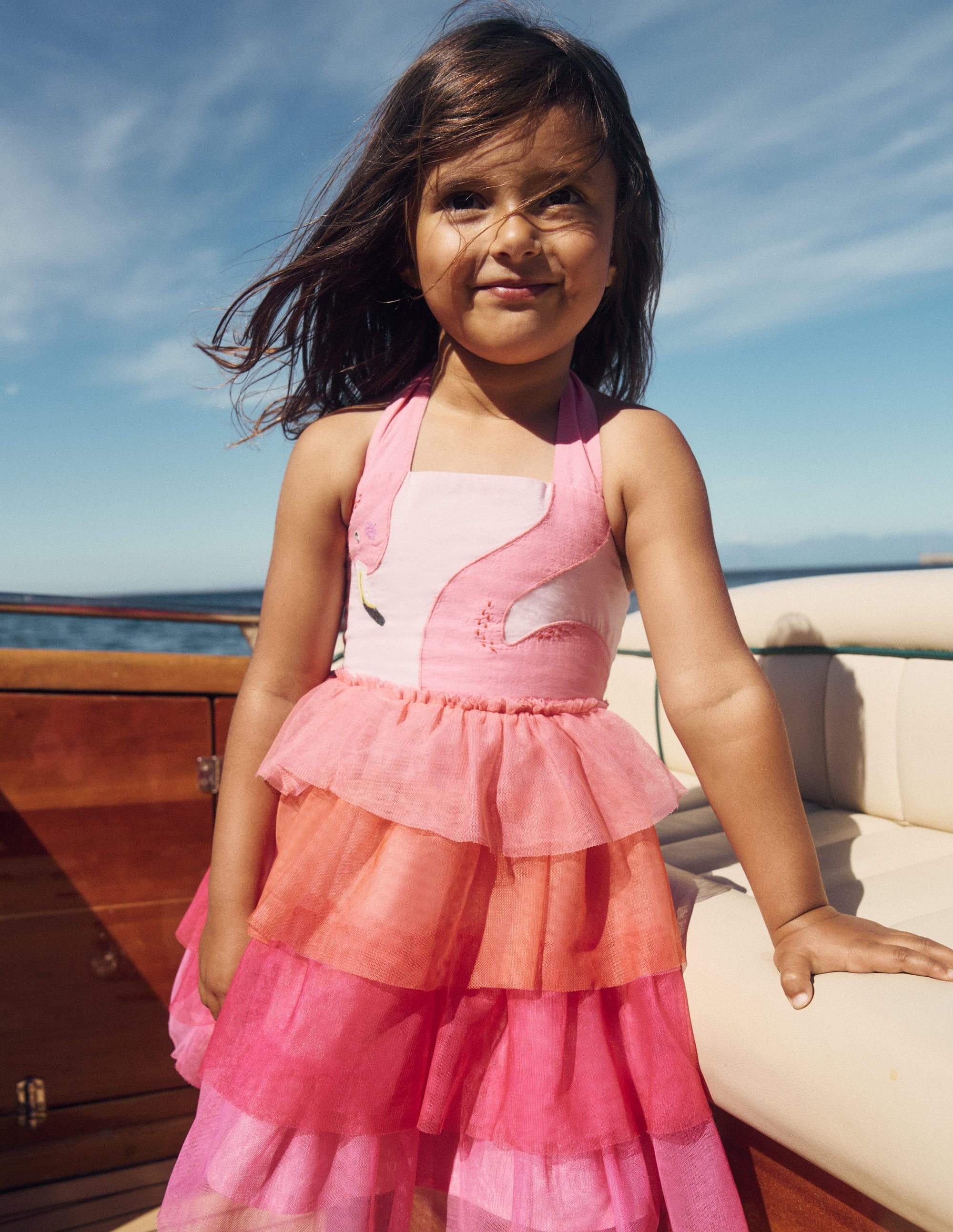 Tulle Mix Logo Dress-Salmon Pink Flamingo - Image 4