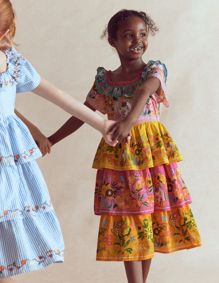 Tiered Ruffle Woven Dress-Soft Ivory Jungle Placement