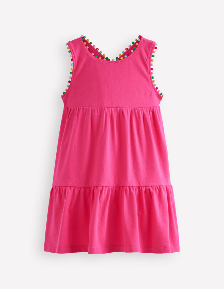 Jersey Cross-back Dress-Flamingo Pink