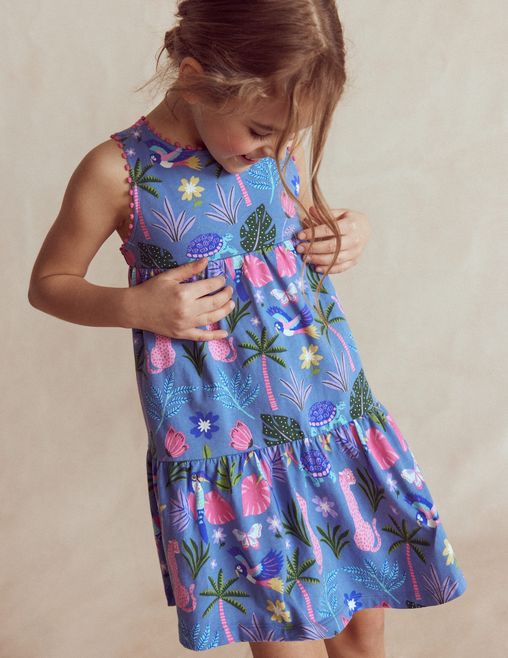 Jersey Cross-back Dress-Quiet Harbour Animal Palm-2