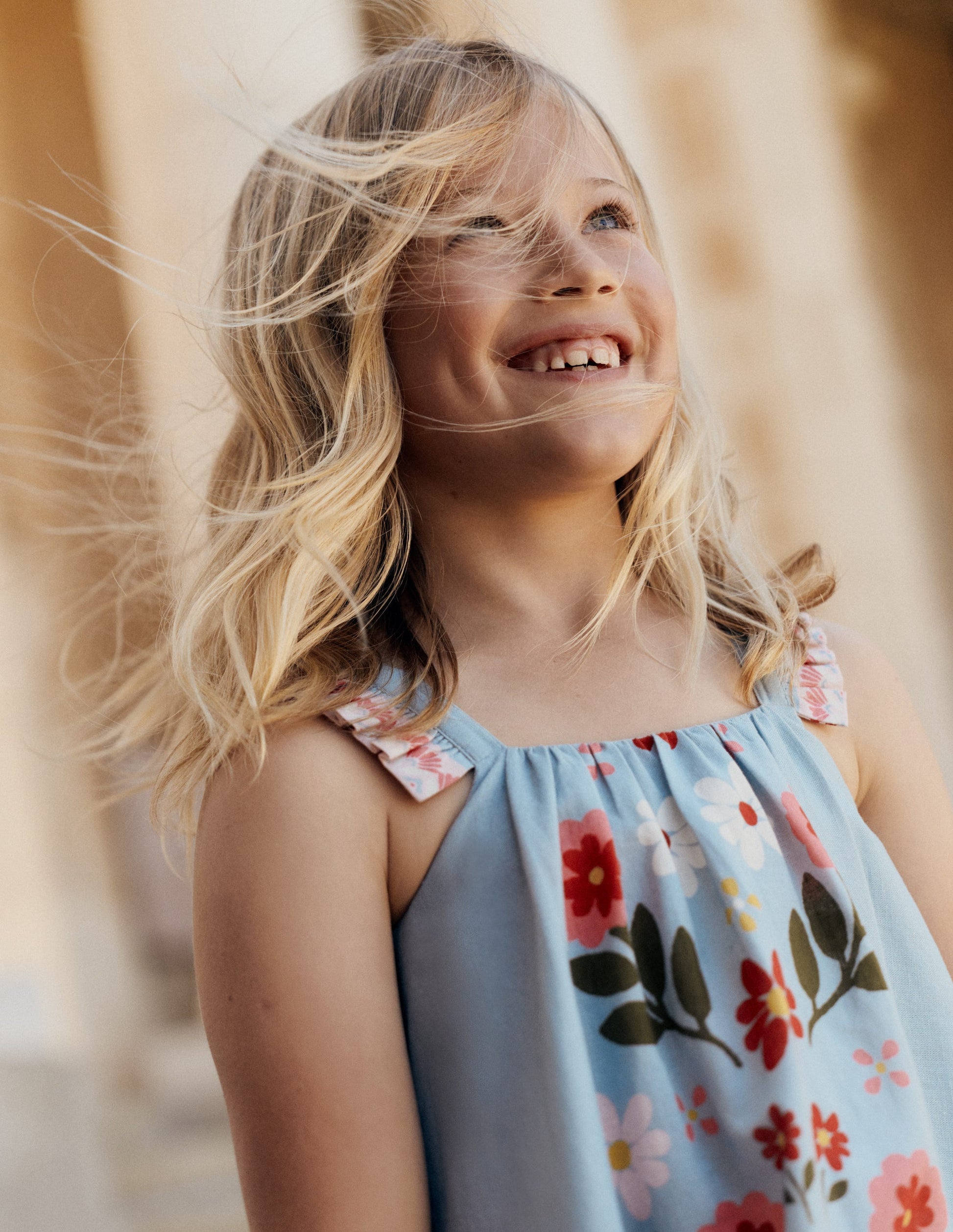 Ruffle Strap Sundress-Vintage Blue Floral Placement-5