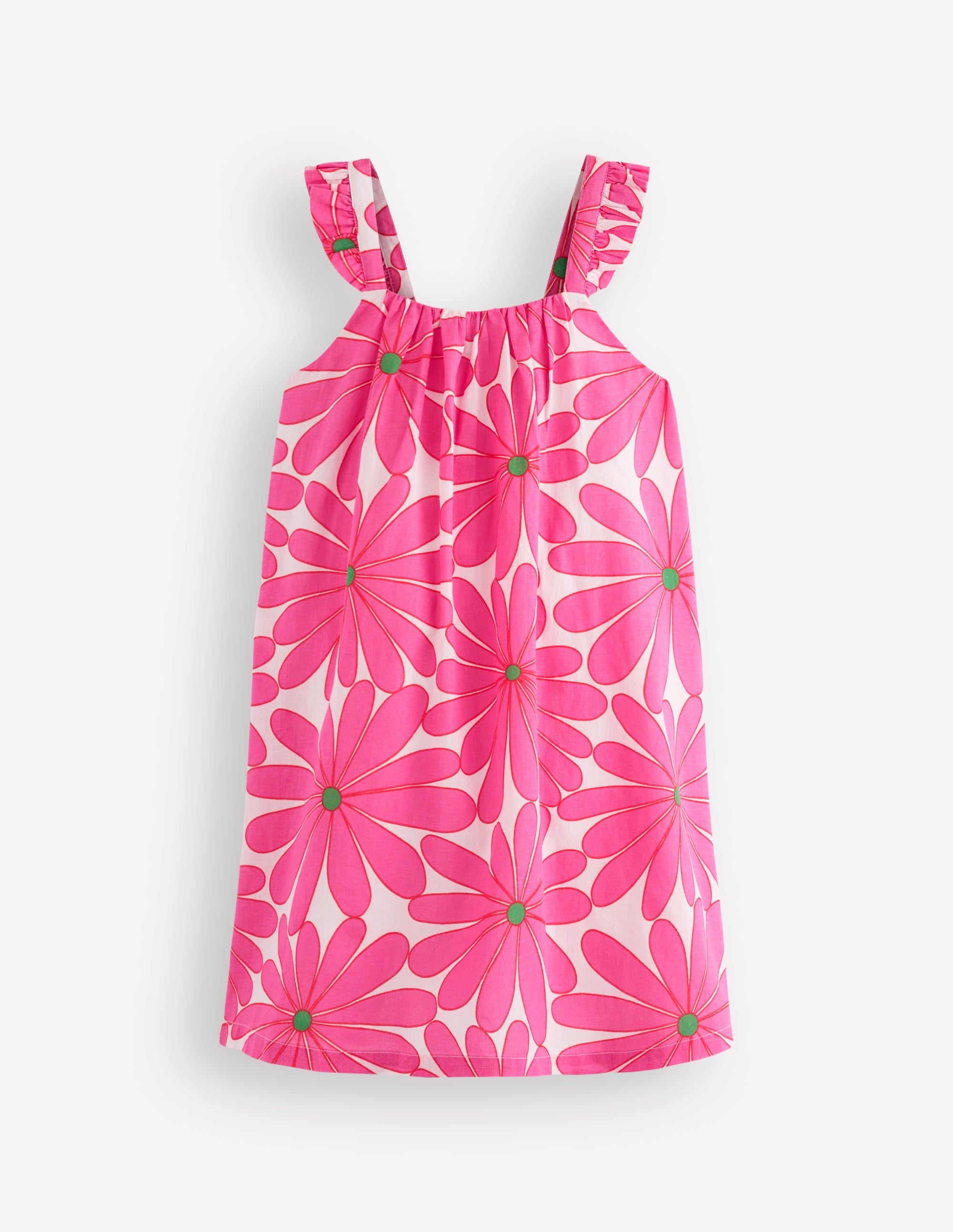 Ruffle Strap Sundress-Festival Pink Giant Daisy - Image 1