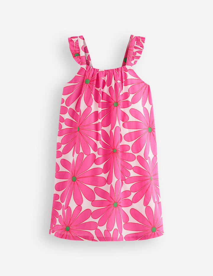 Ruffle Strap Sundress-Festival Pink Giant Daisy