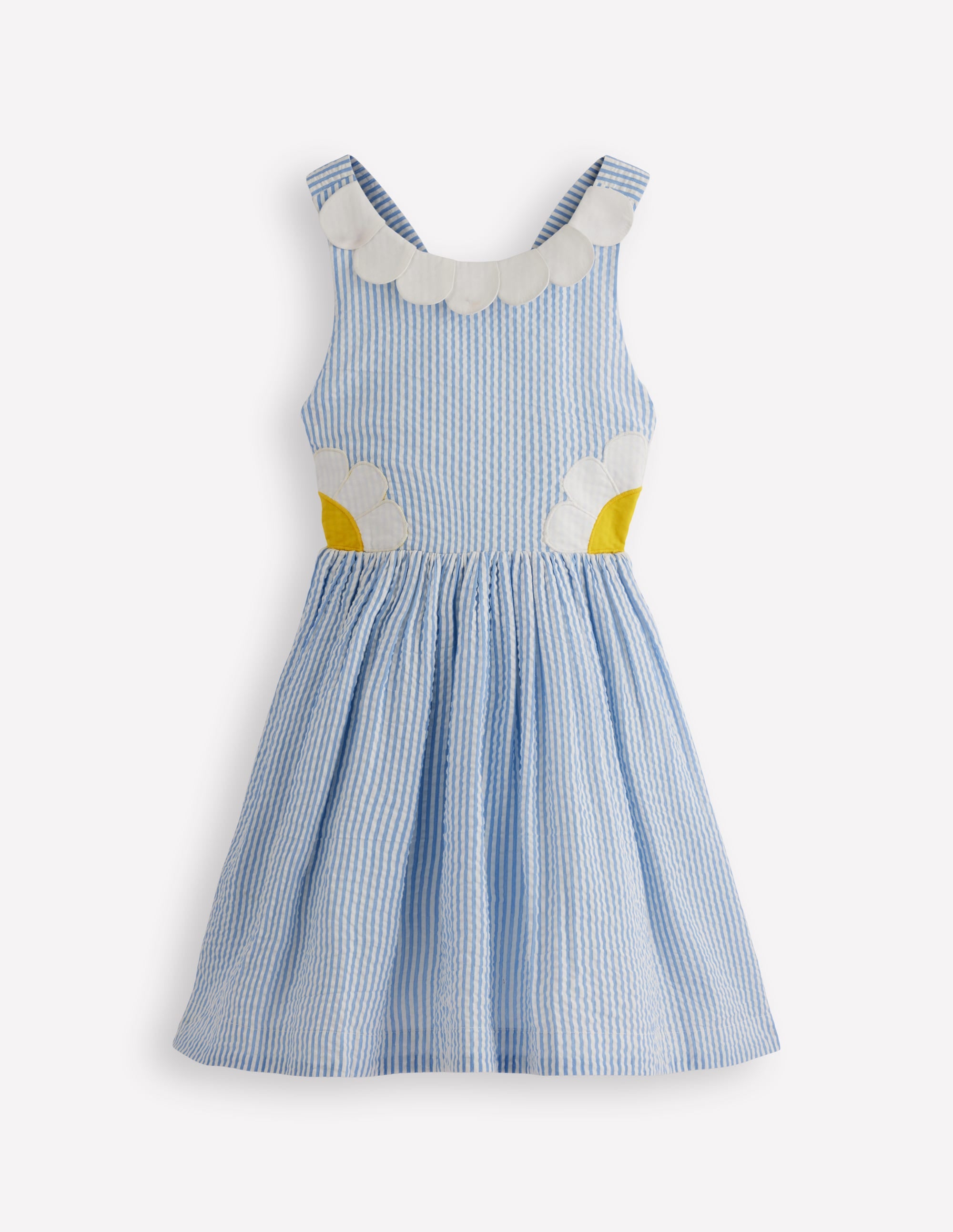 Novelty Cross-back Dress-Blue Daisy Applique - Image 4