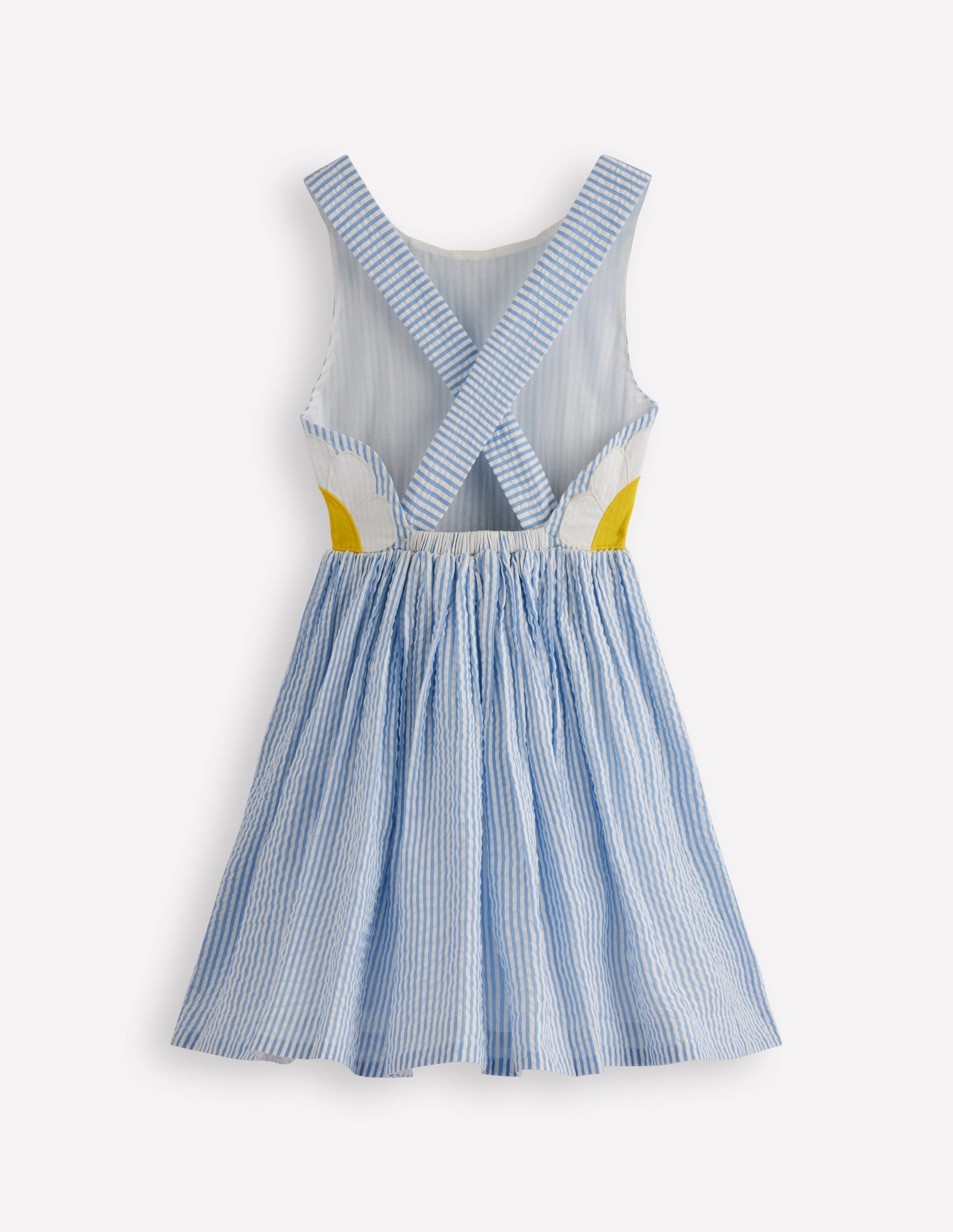 Novelty Cross-back Dress-Blue Daisy Applique - Image 5