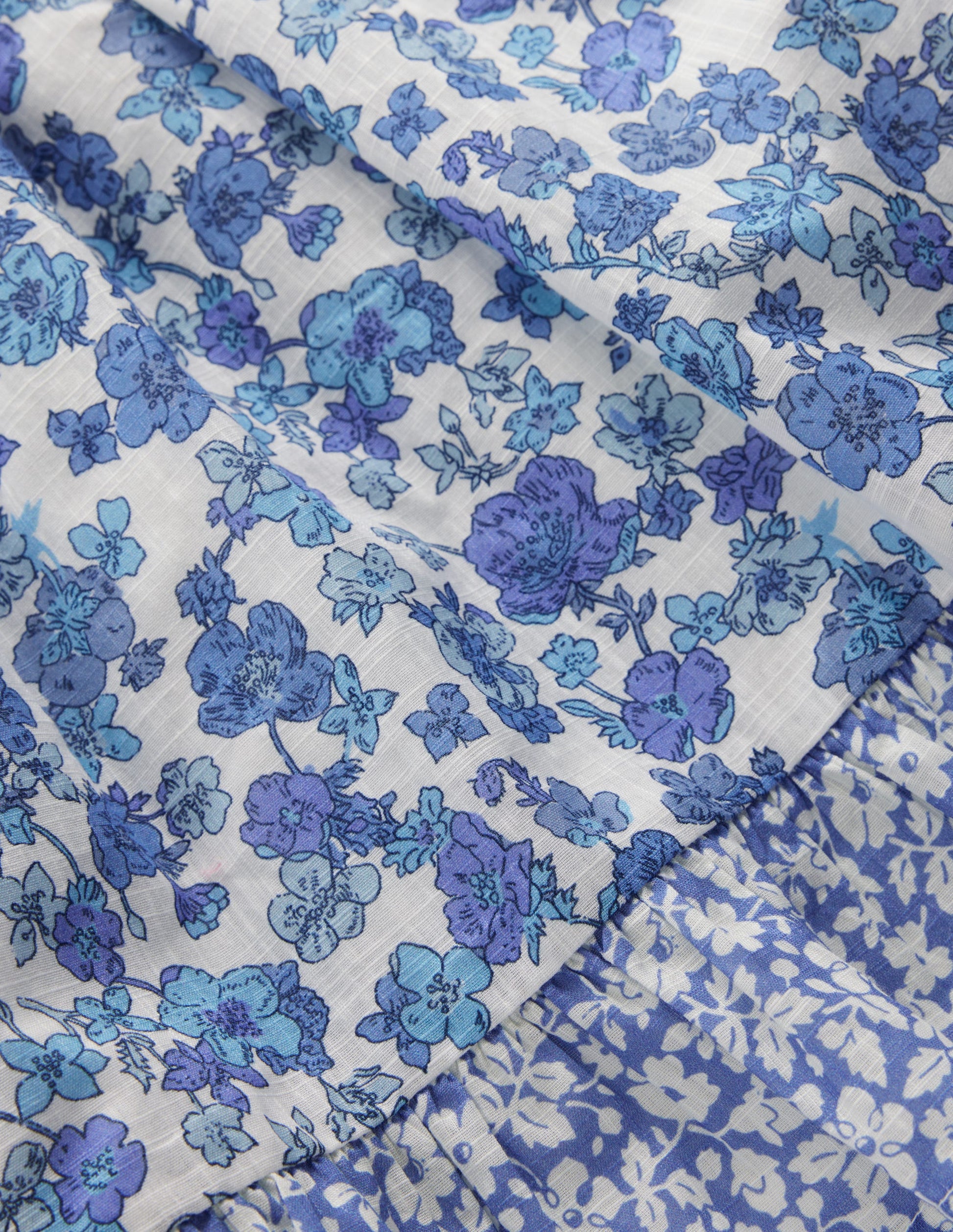 Gathered Woven Dress-Blue Sprig-4